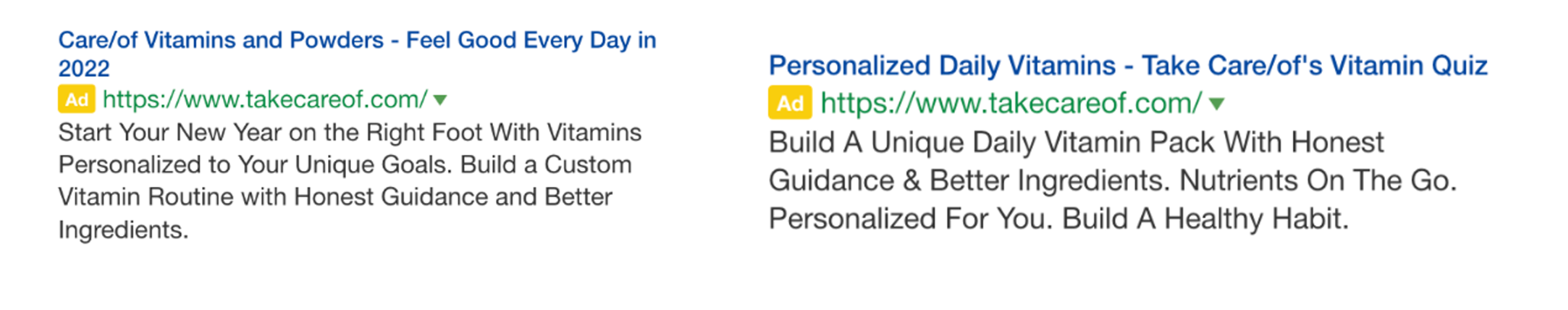 Care/of Google search paid ads