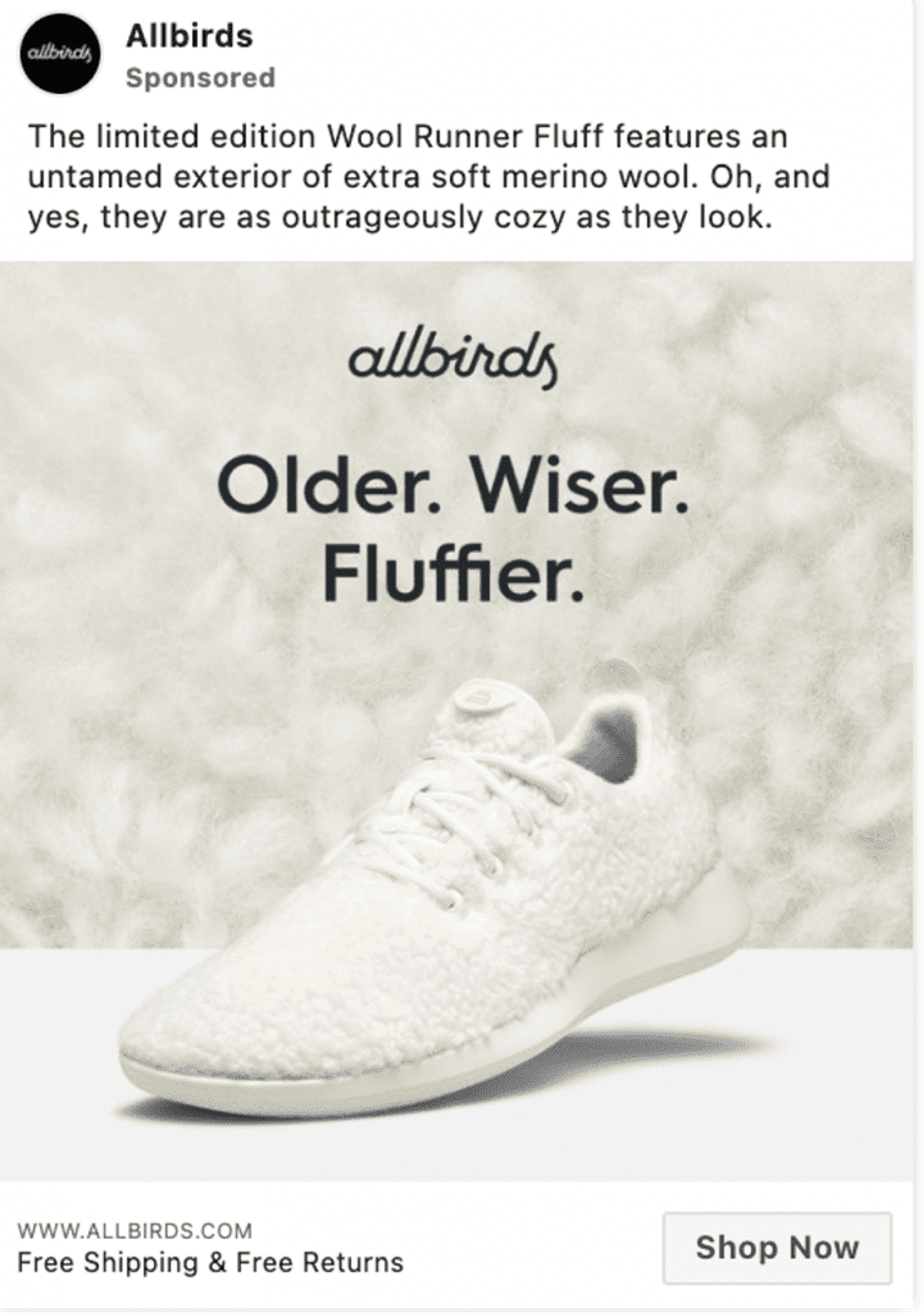 Allbirds Facebook ad