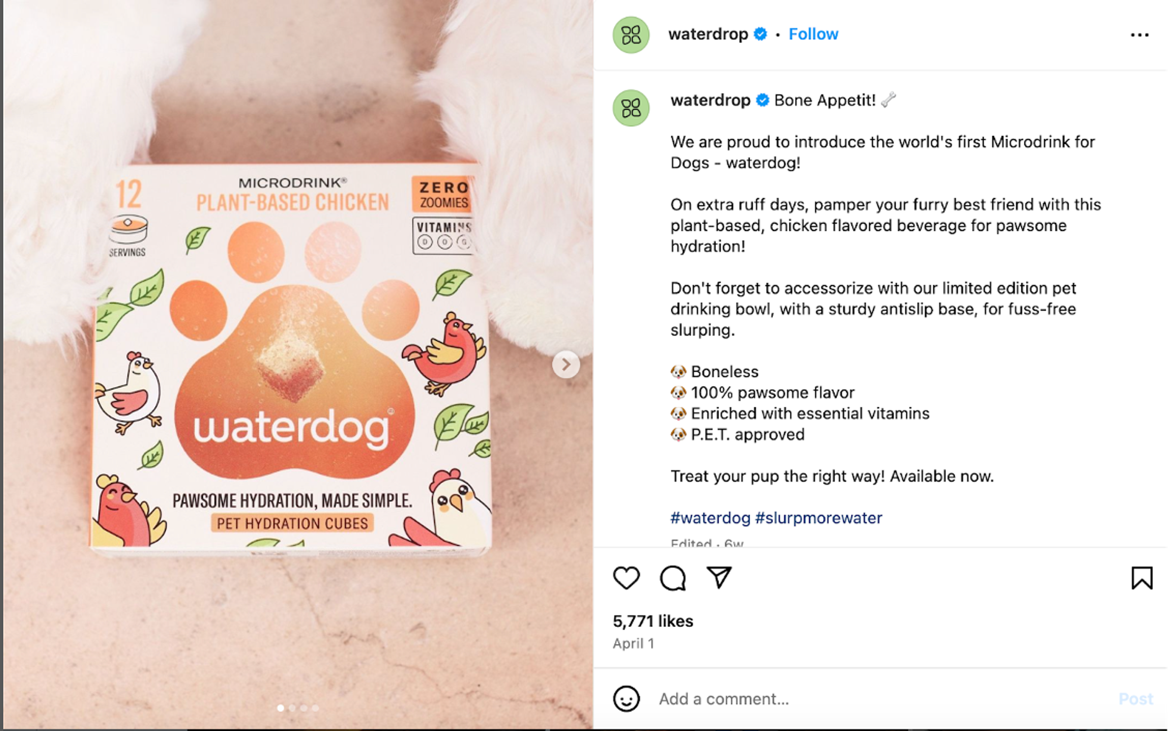 Waterdrop Instagram post