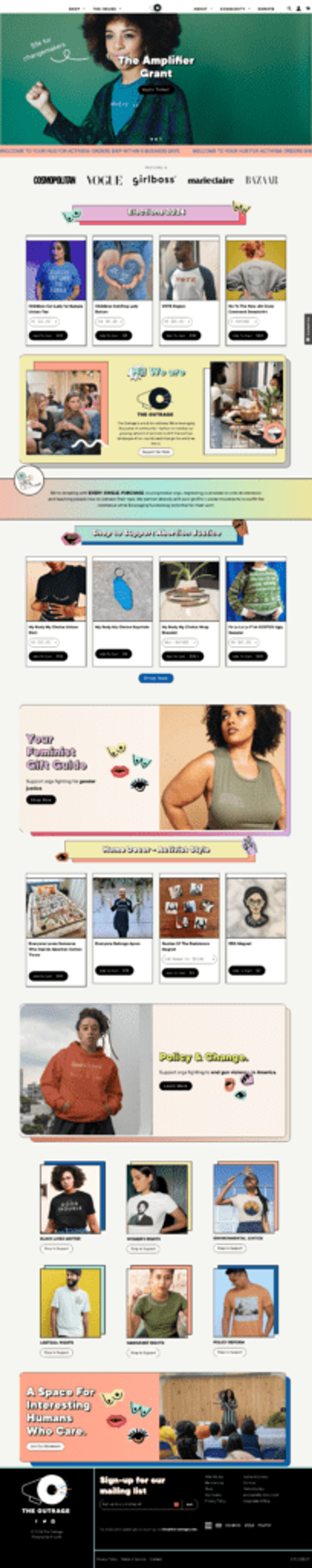 The Outrage sales landing page