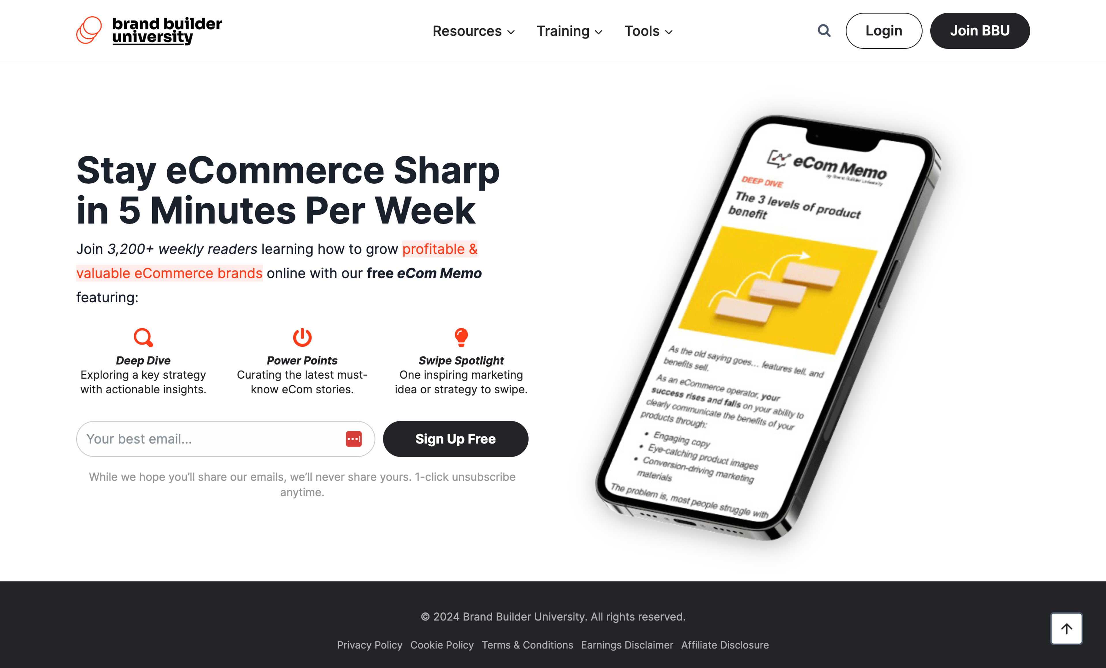 Brand Builder University has a simple opt in page layout effectively communicates value.