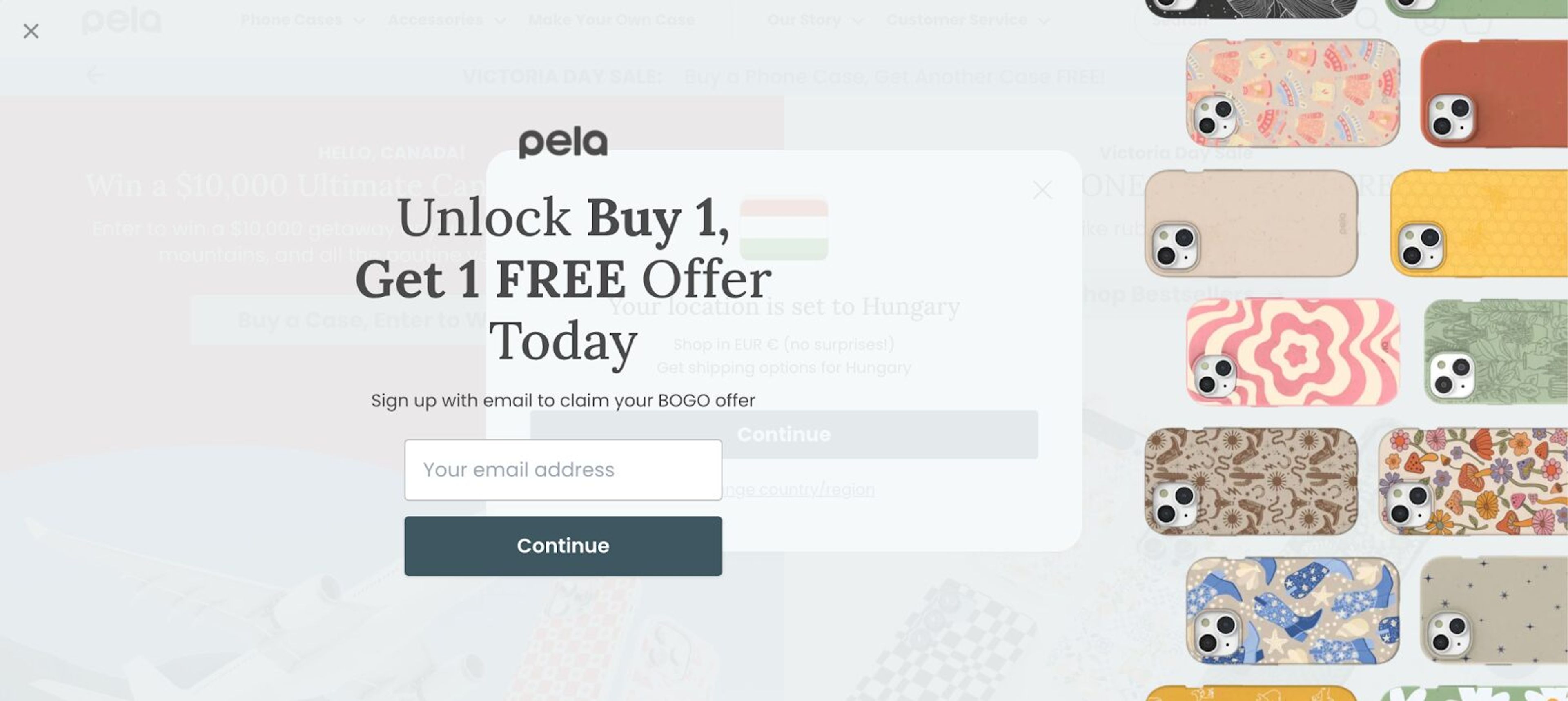 Pela offers significant discounts on their full screen popups.