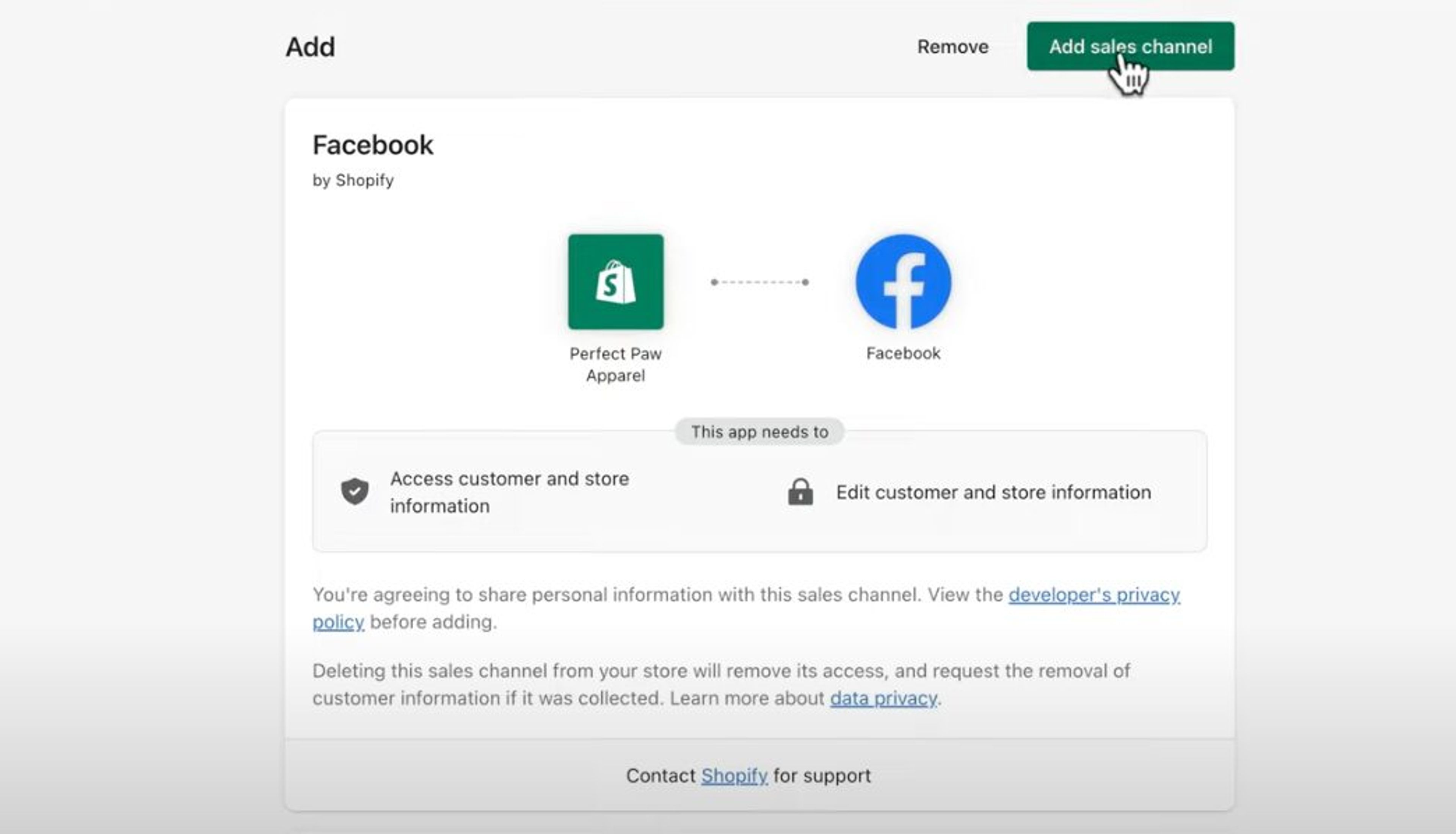 Set up your Facebook ads manager by connecting it to your Shopify store.