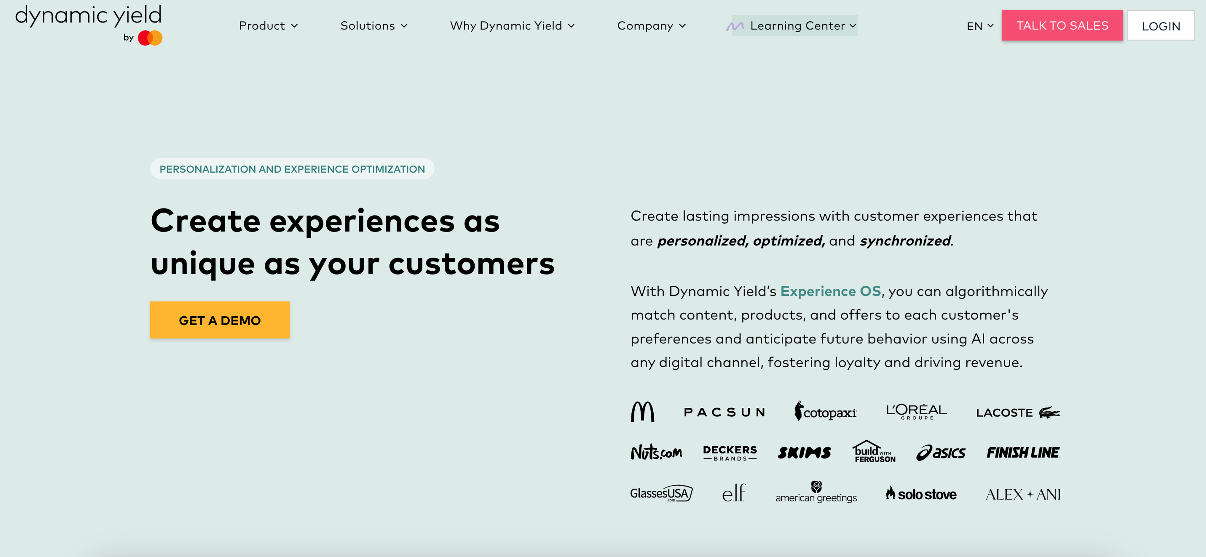 Dynamic Yield is a product recommendation tool which is popular at big brands.