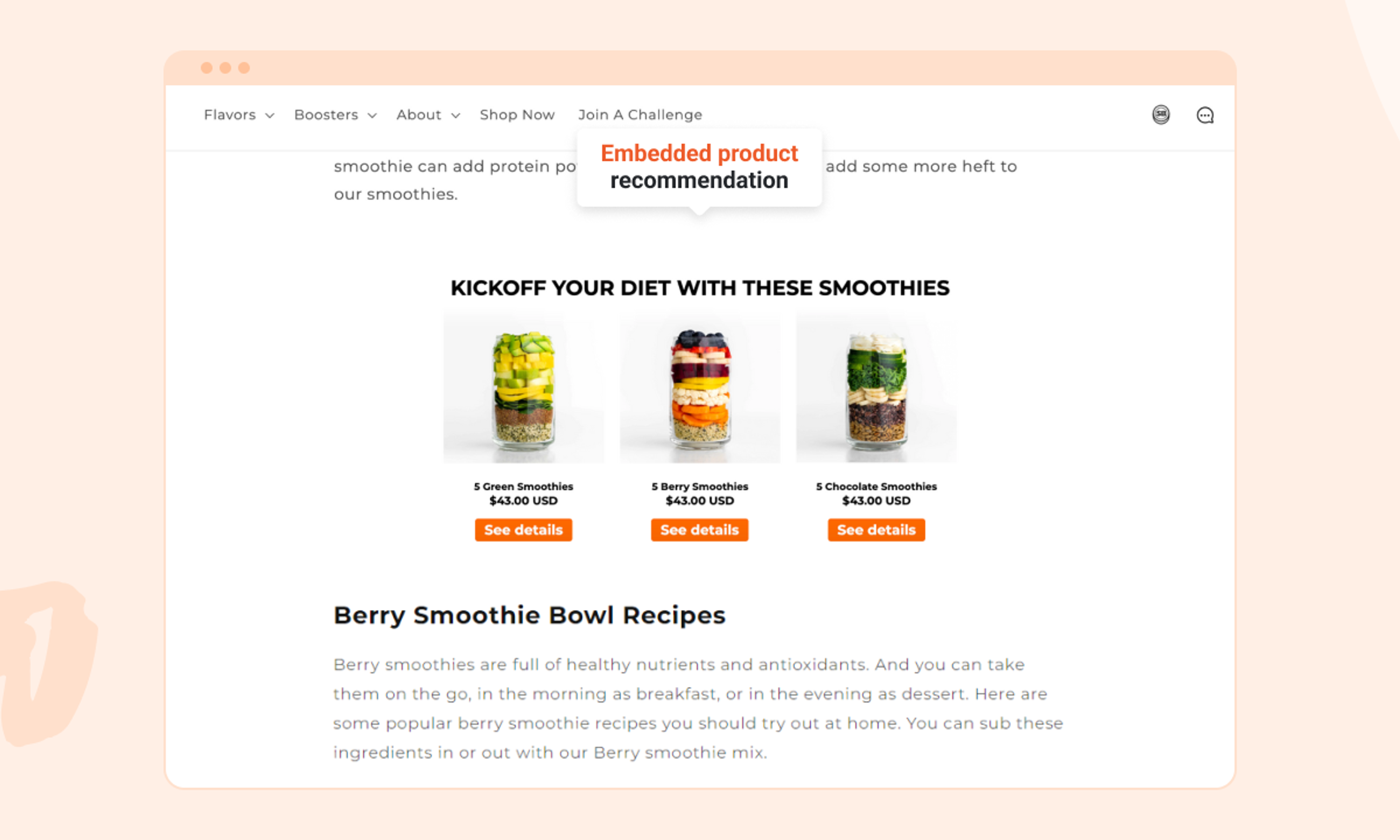 Recommend relevant products in blog posts
