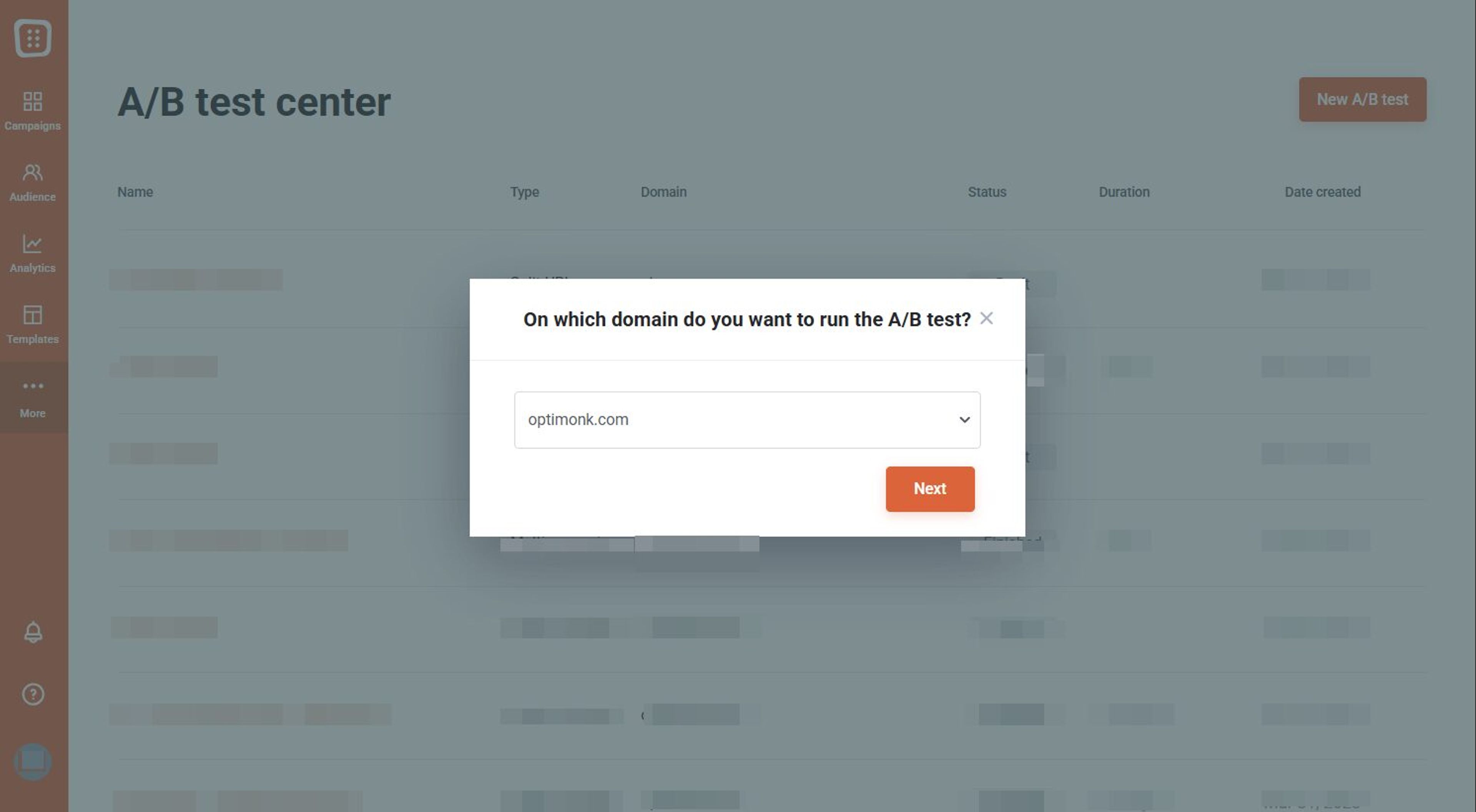 Choosing a domain where you want to run tests