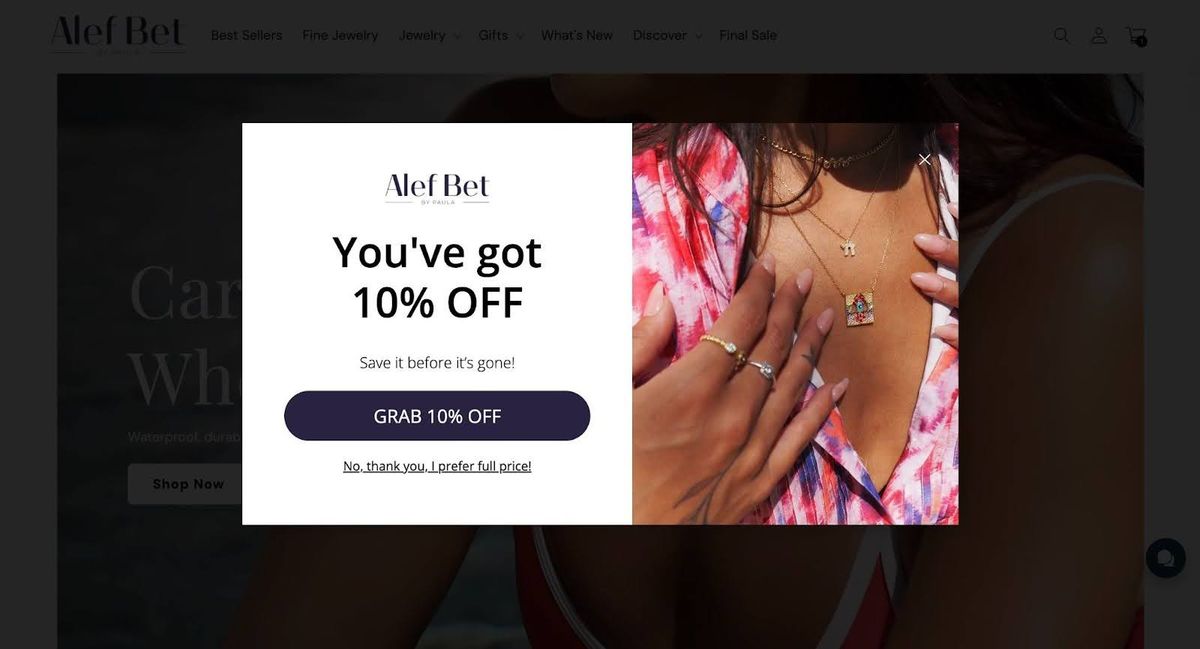 Alef Bet welcome popup