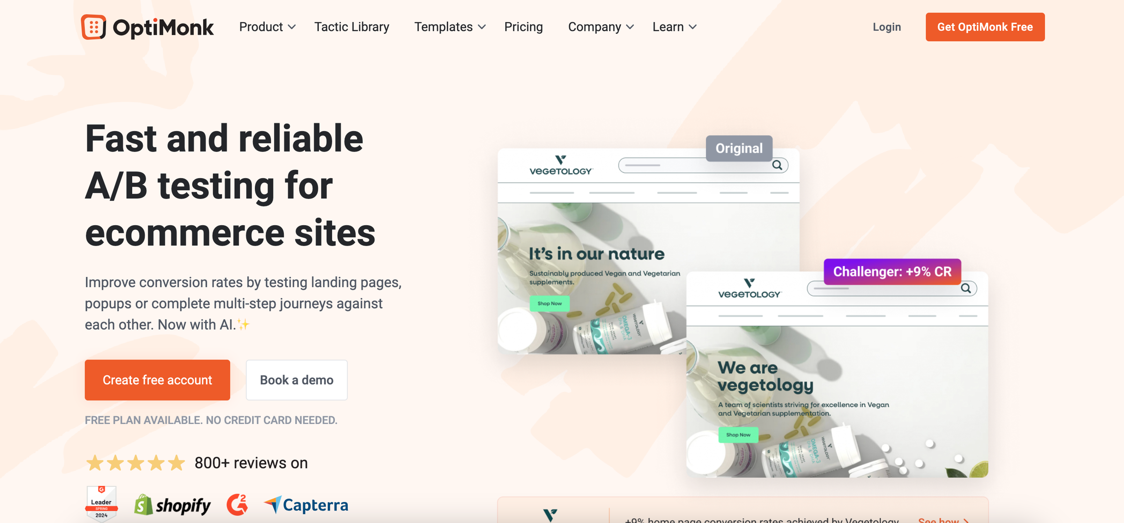 OptiMonk A/B testing tool