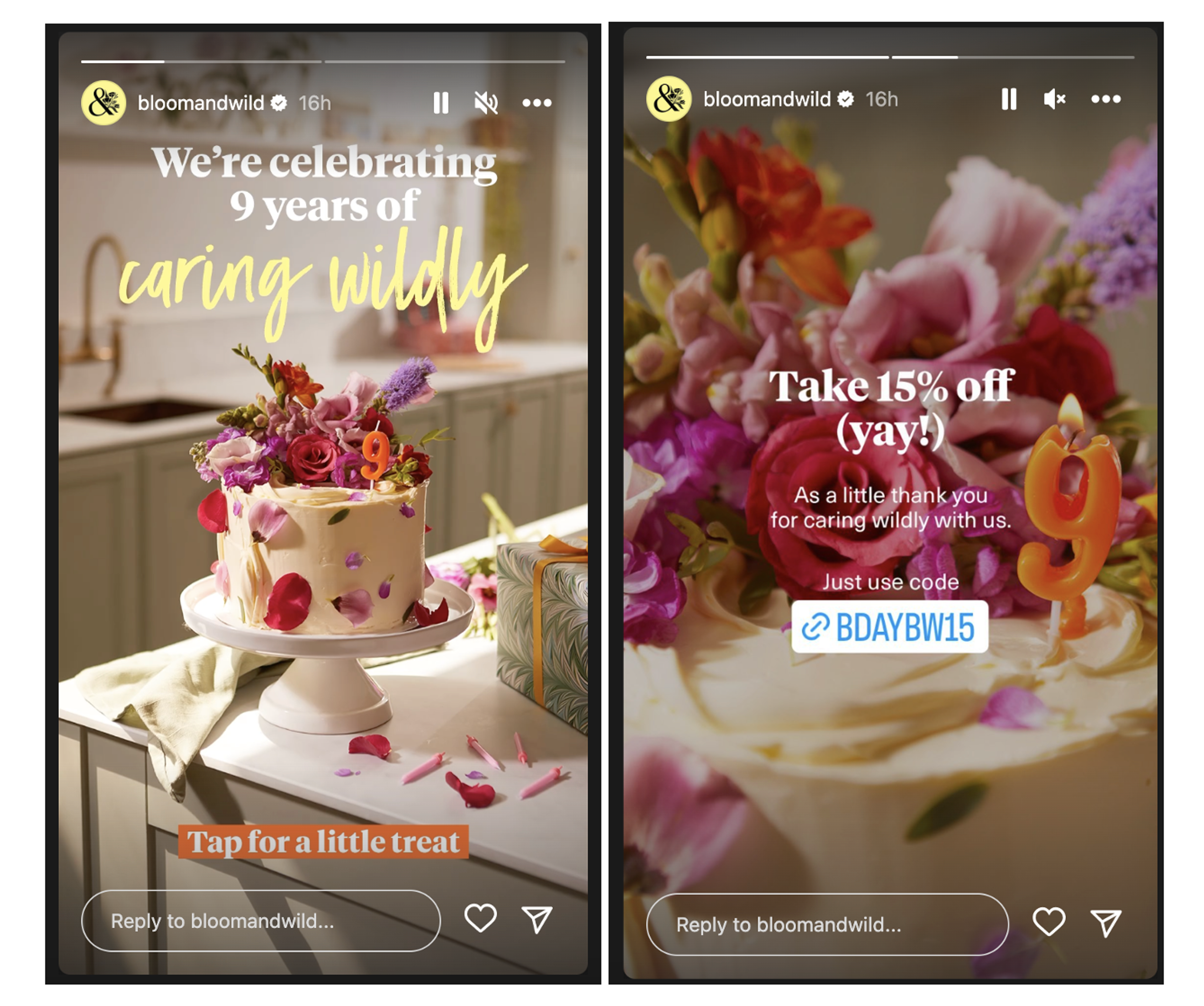 Bloom &amp; Wild’s Instagram stories