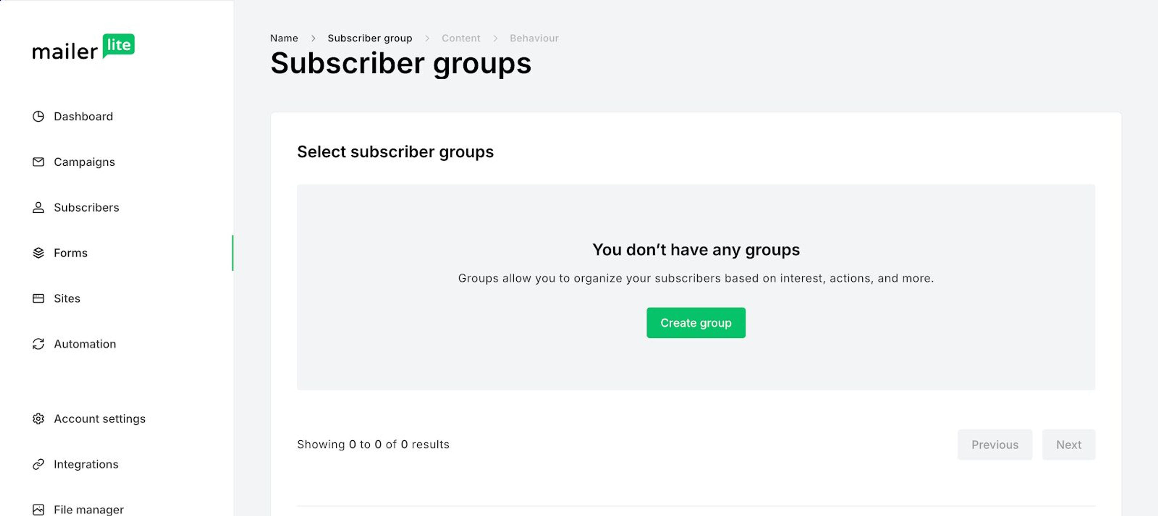 Choose your subscriber groups for your pop up form