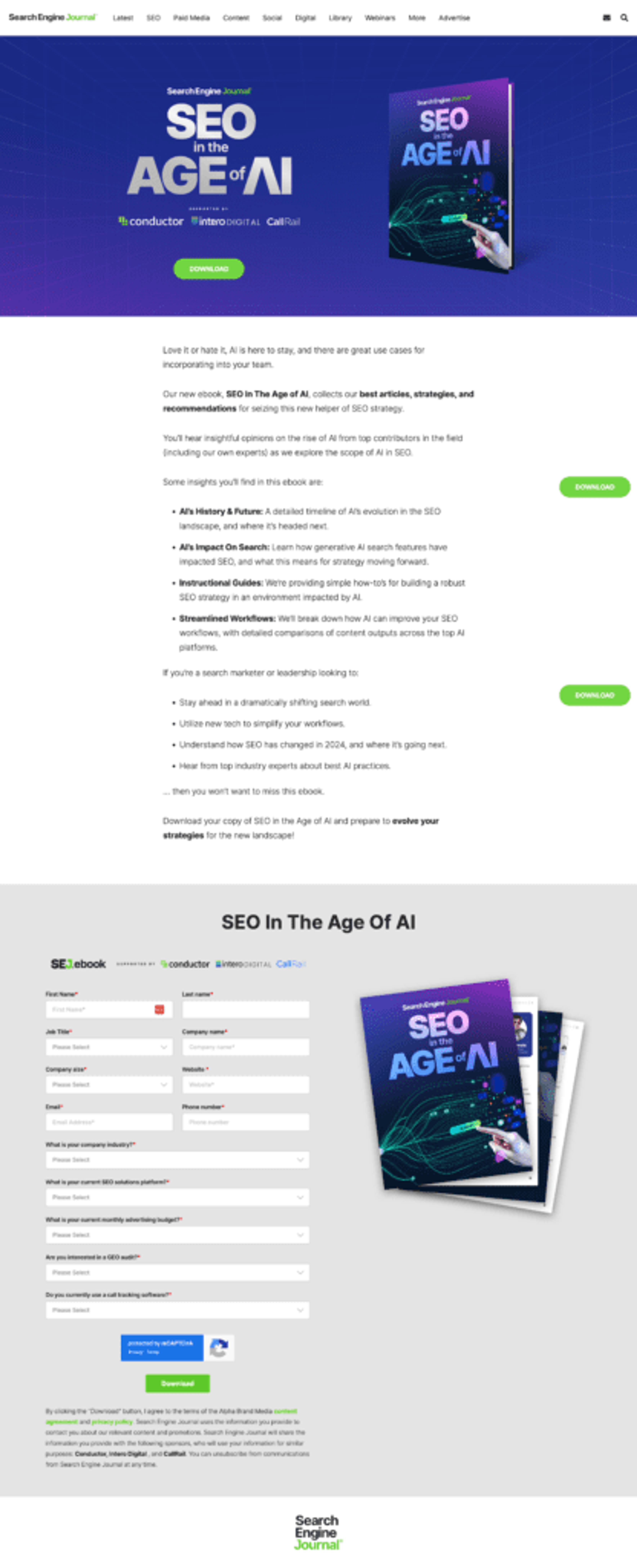 Search Engine Journal squeeze page example