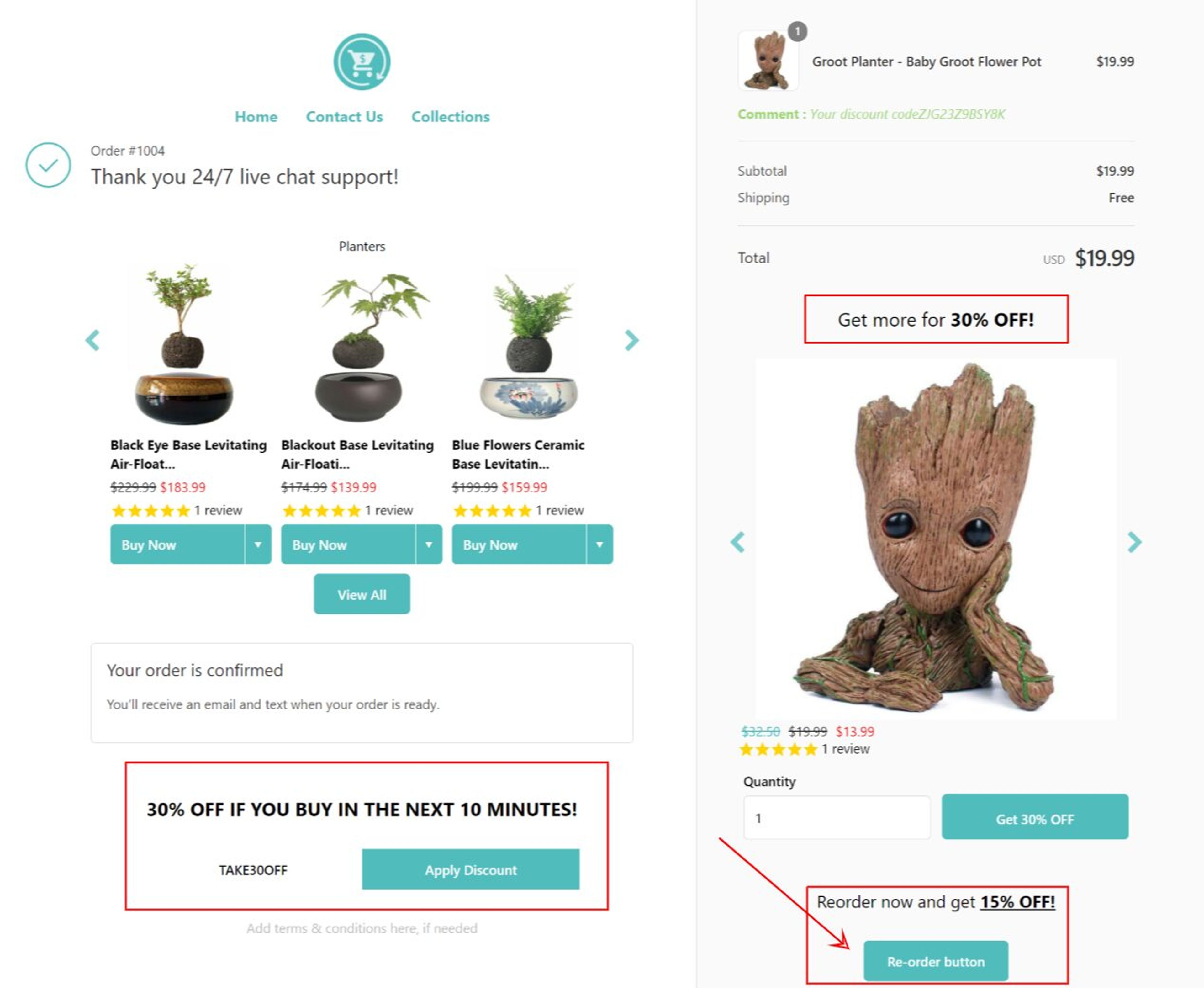 Checkout upsell example.