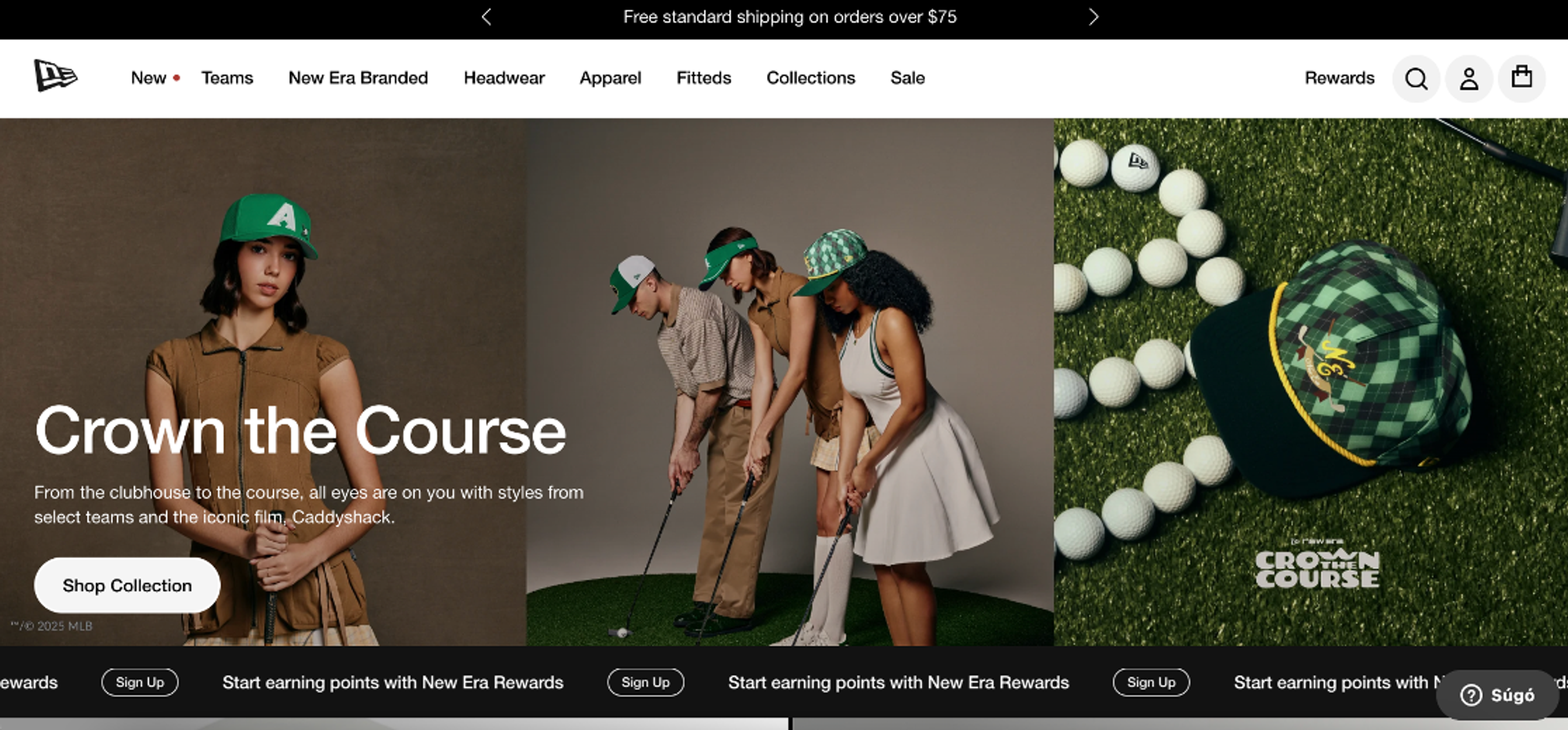 New Era Cap free shipping bar on the website