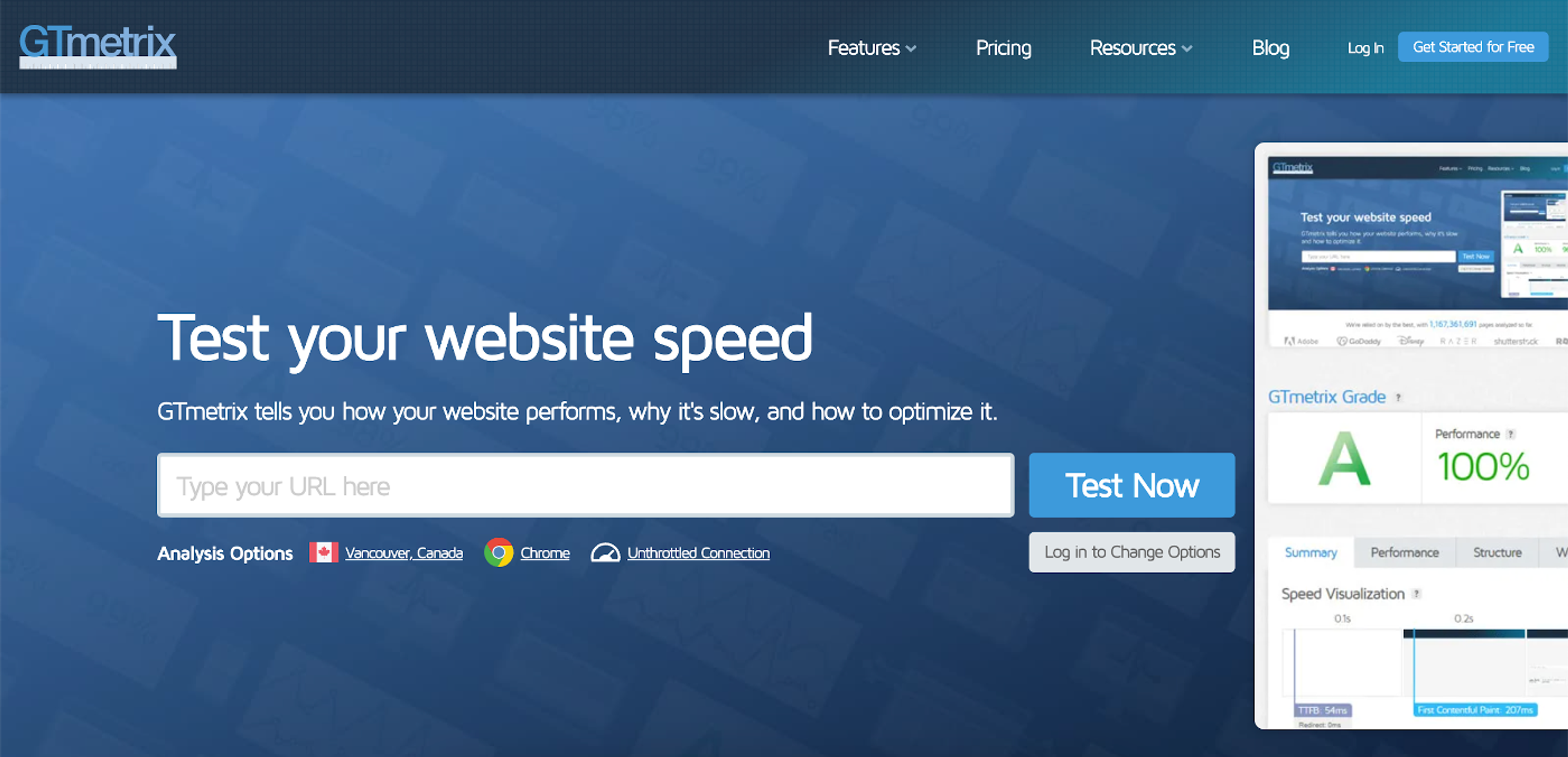 GTMetrix site speed tool