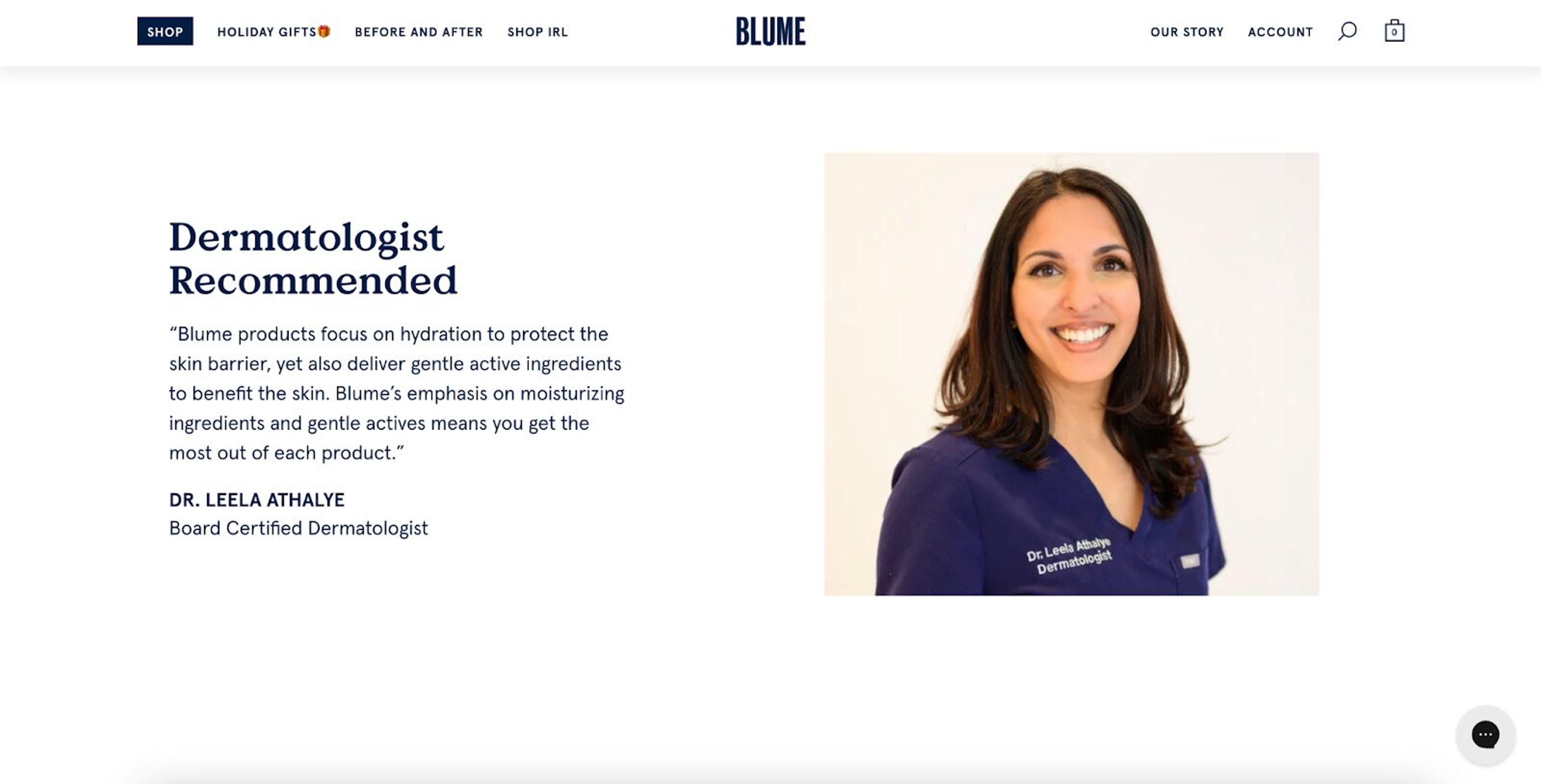 Blume's skincare marketing strategy - dermatologist's proof