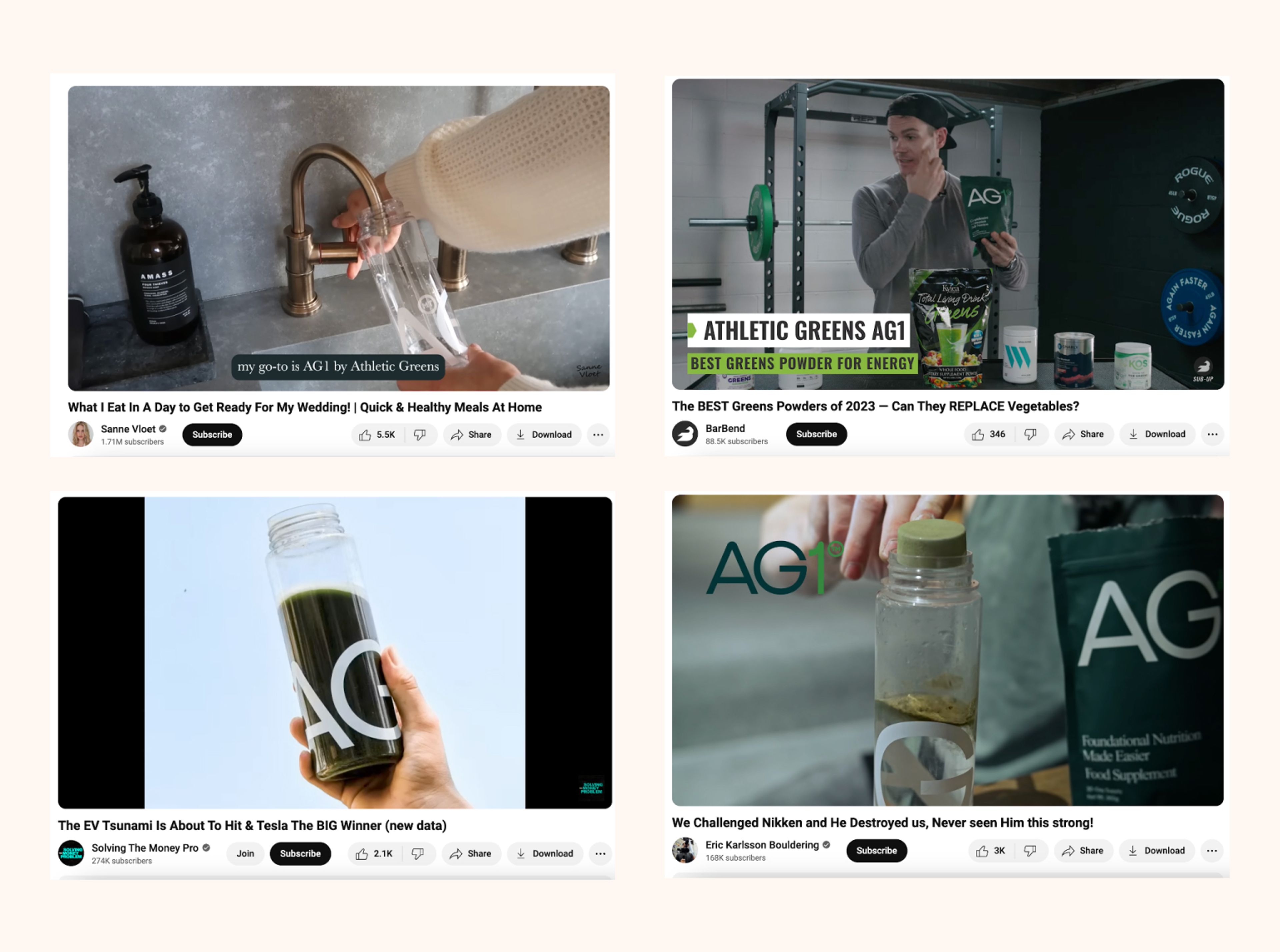 Content creators promoting AG1