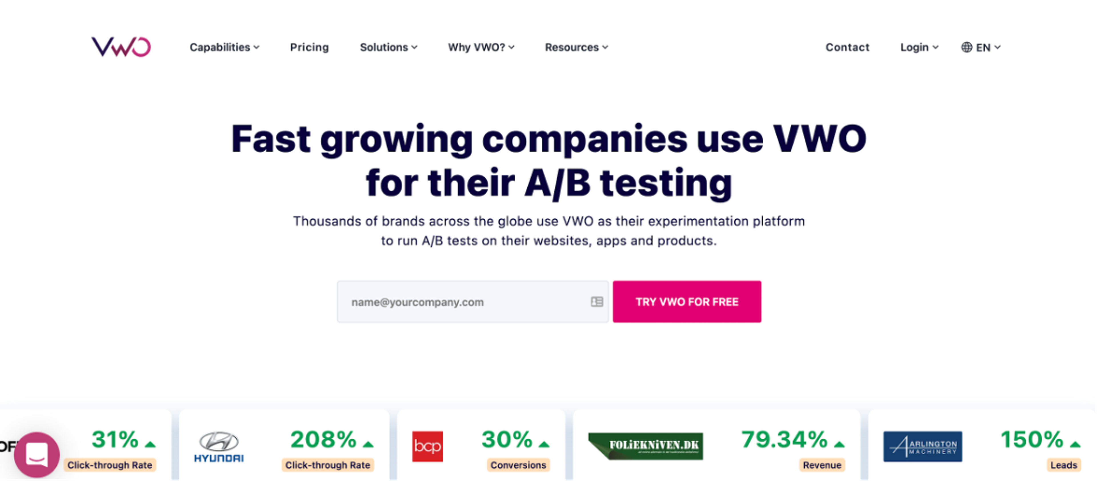 VWO, one of the most popular website personalization tools