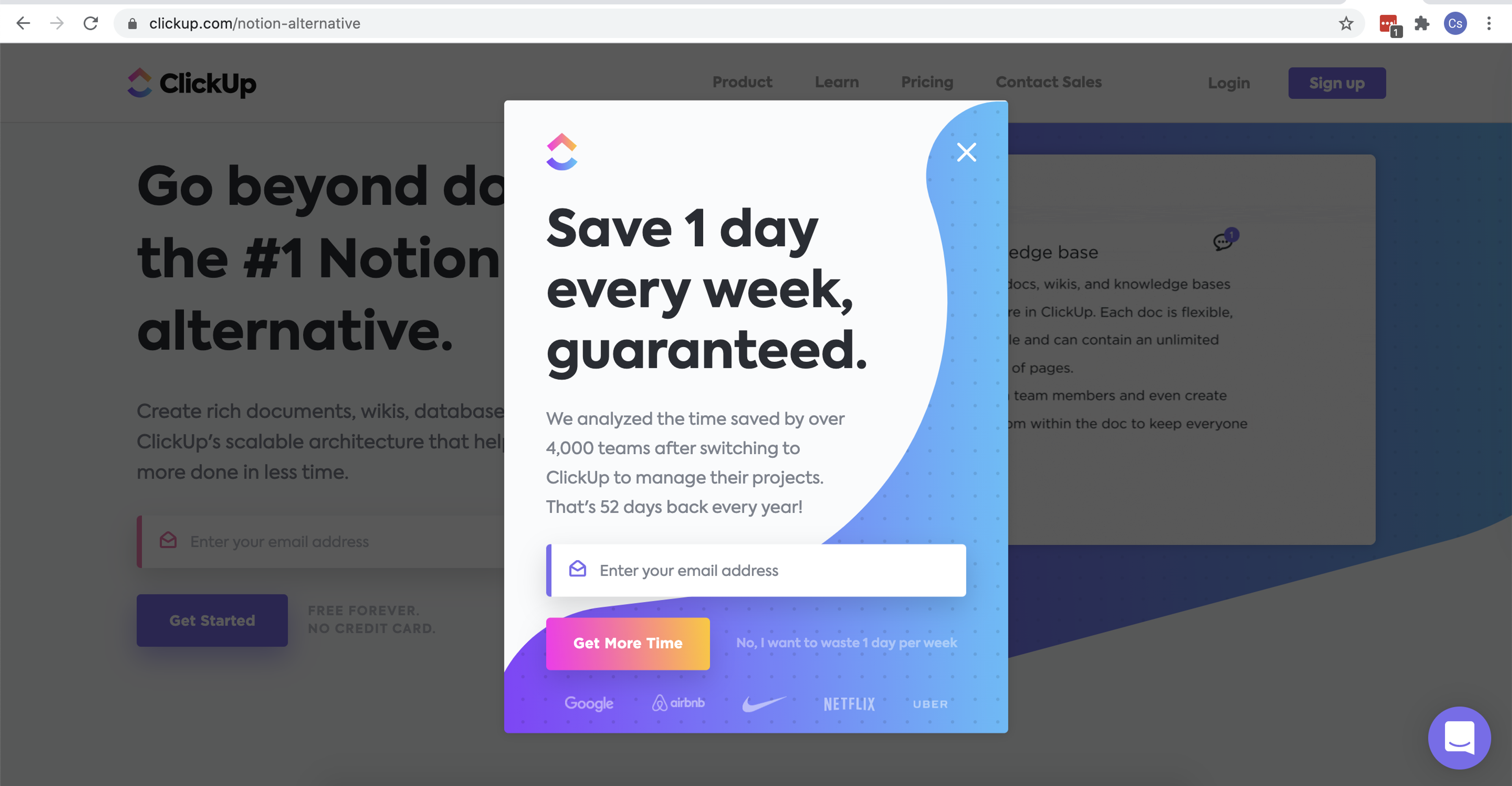 ClickUp saves time for customers