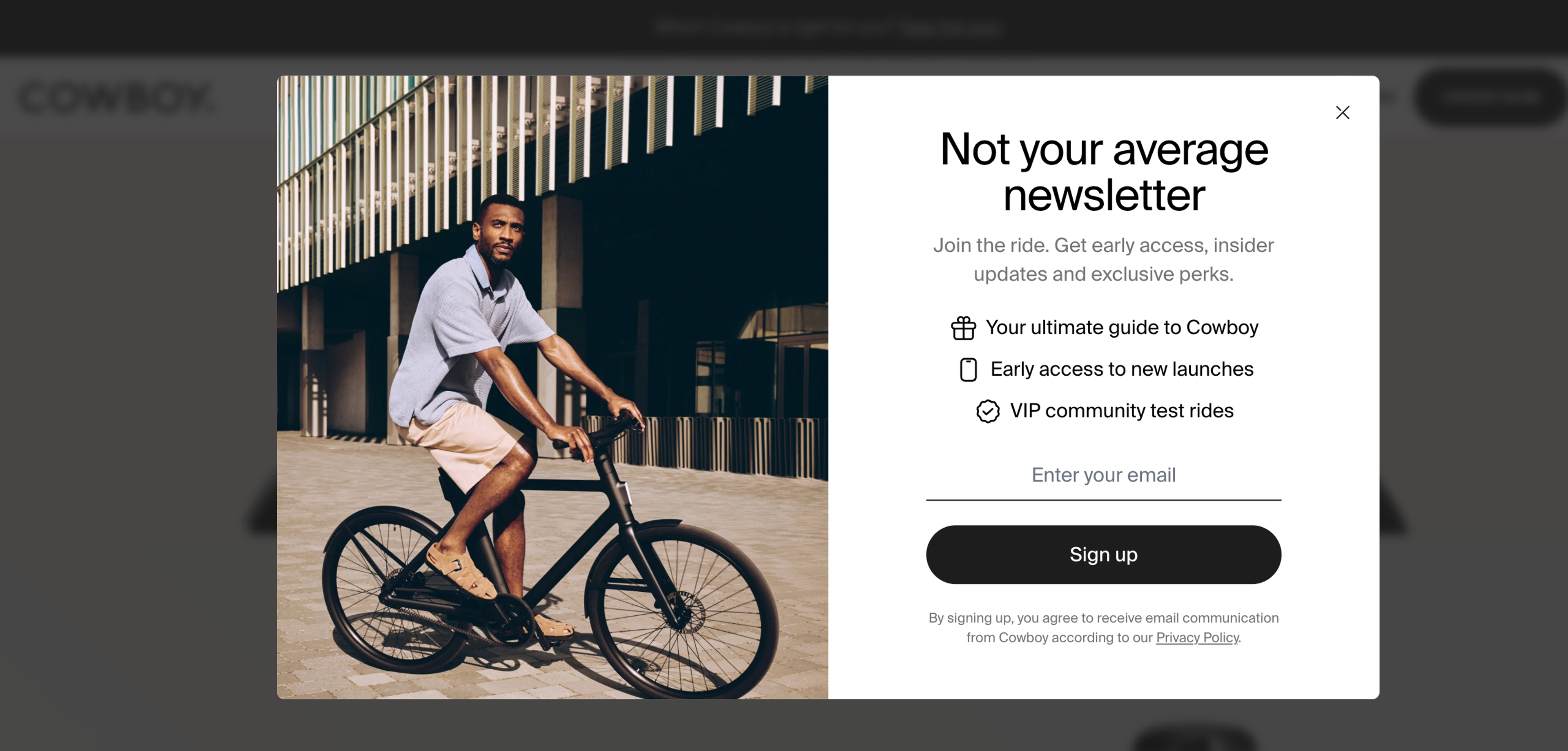 Cowboy using an effective copy asking just an email to keep it simple.