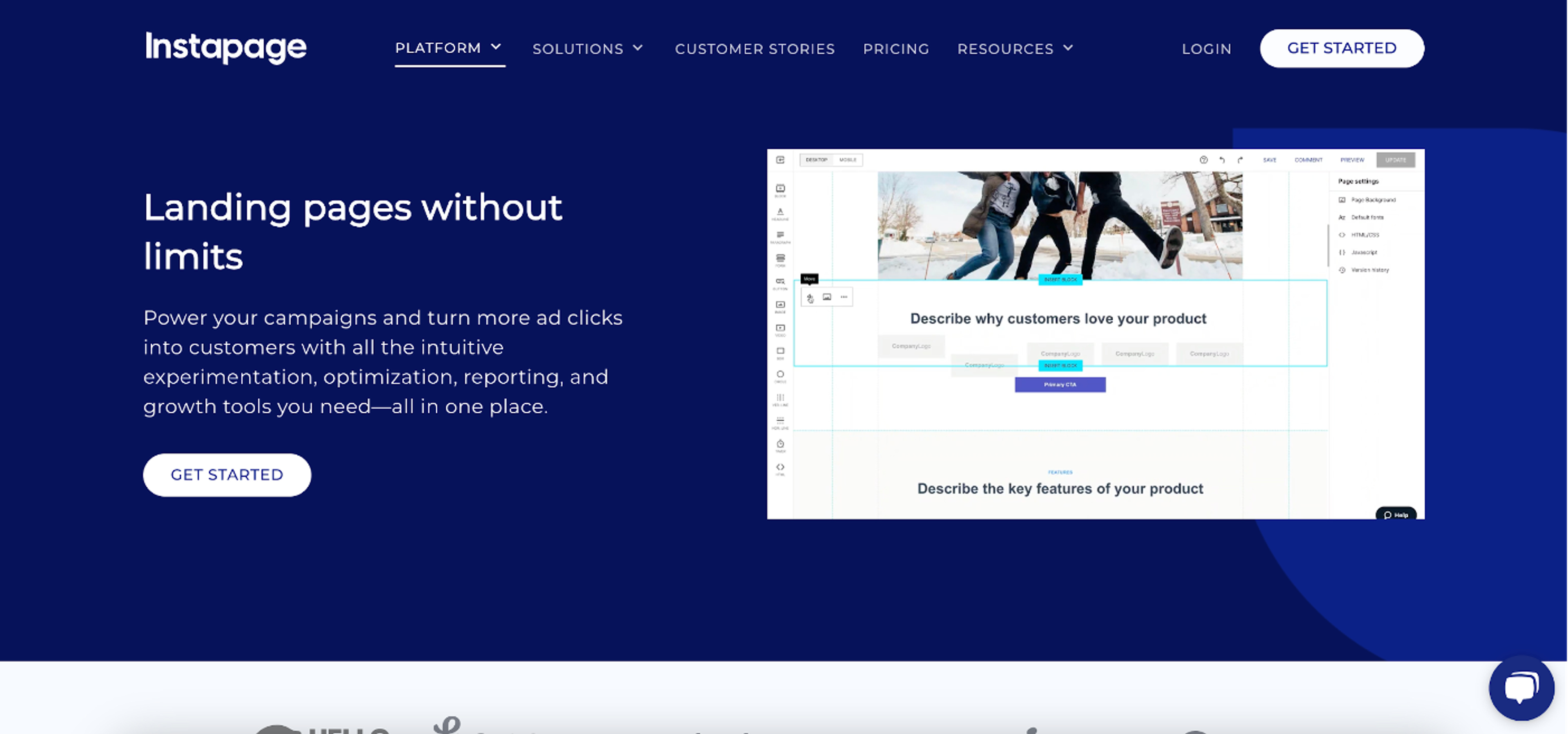 Instapage landing page optimization tool