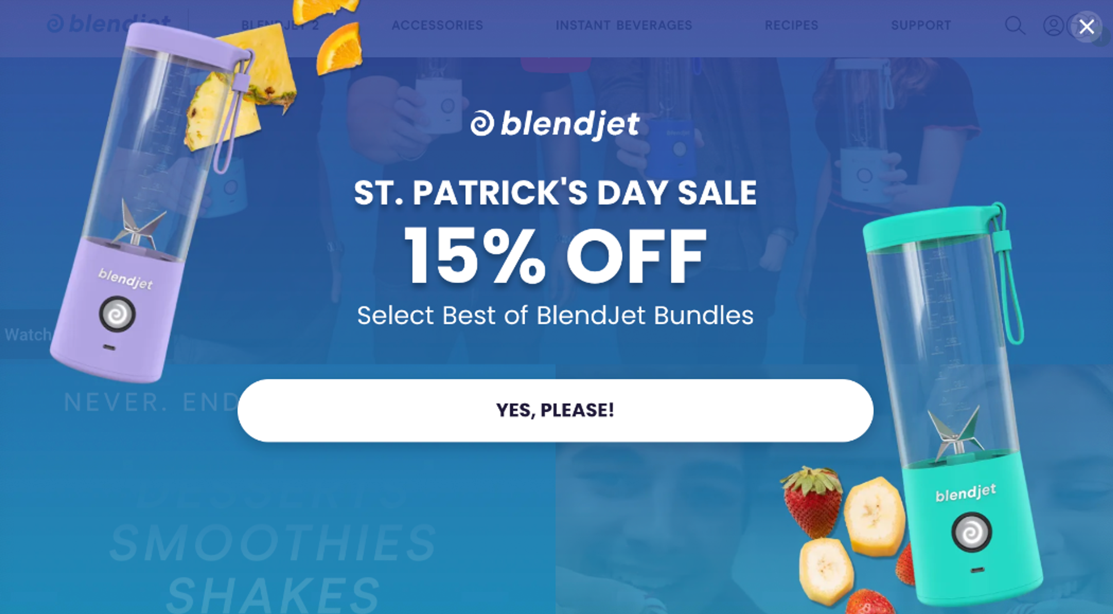 BlendJet website popup example