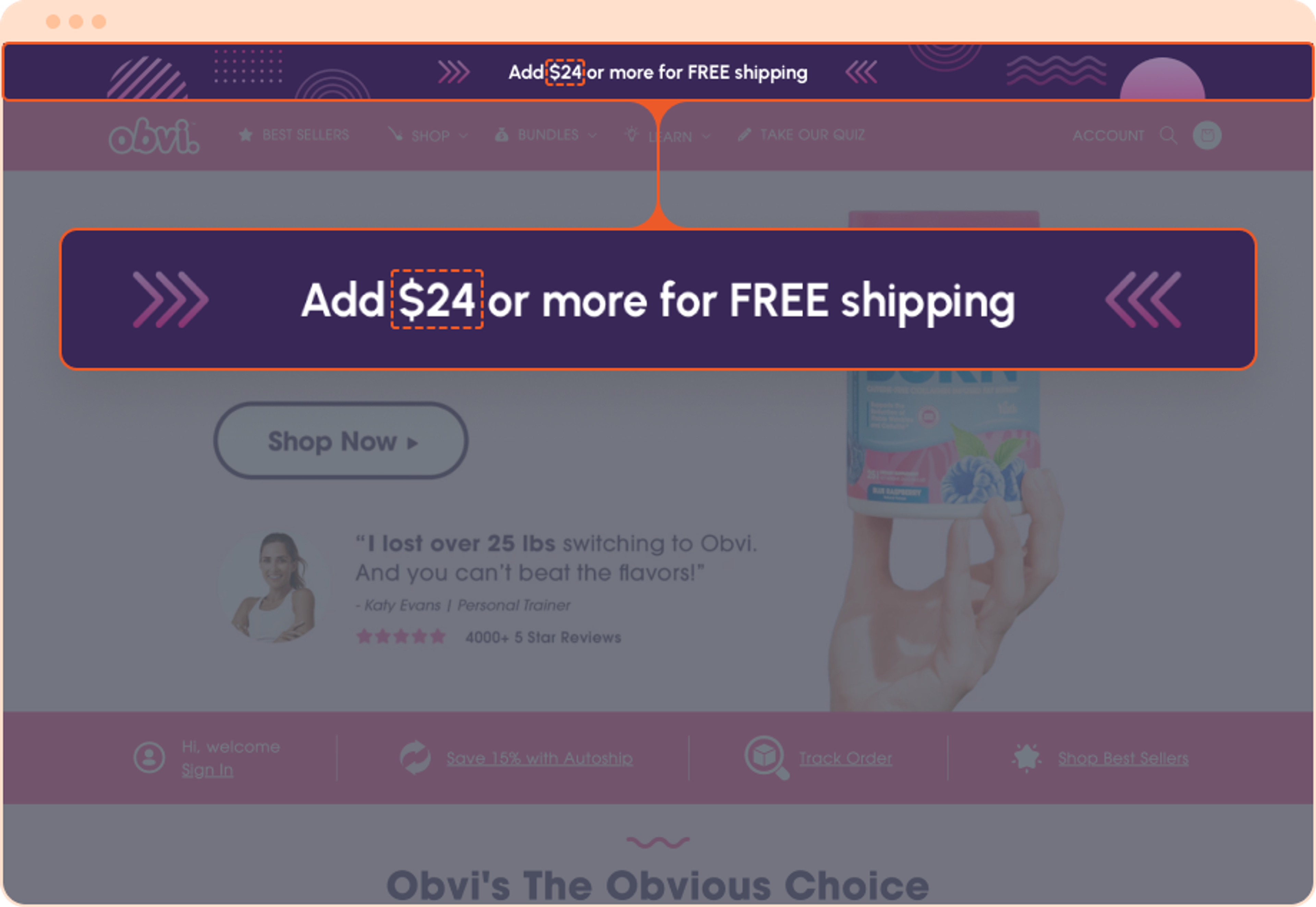 Dynamic shipping bar to increase average order value