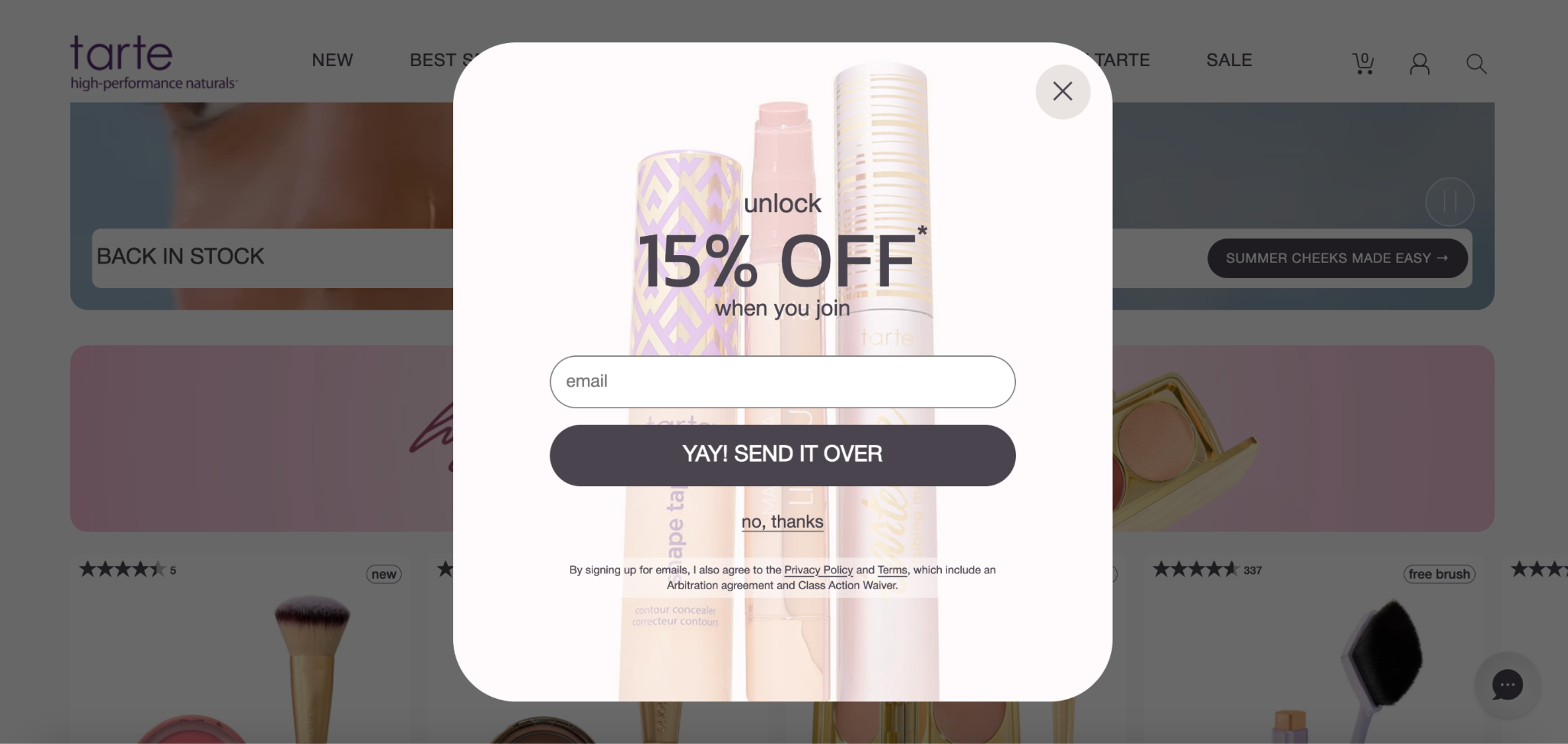 Tarte popup