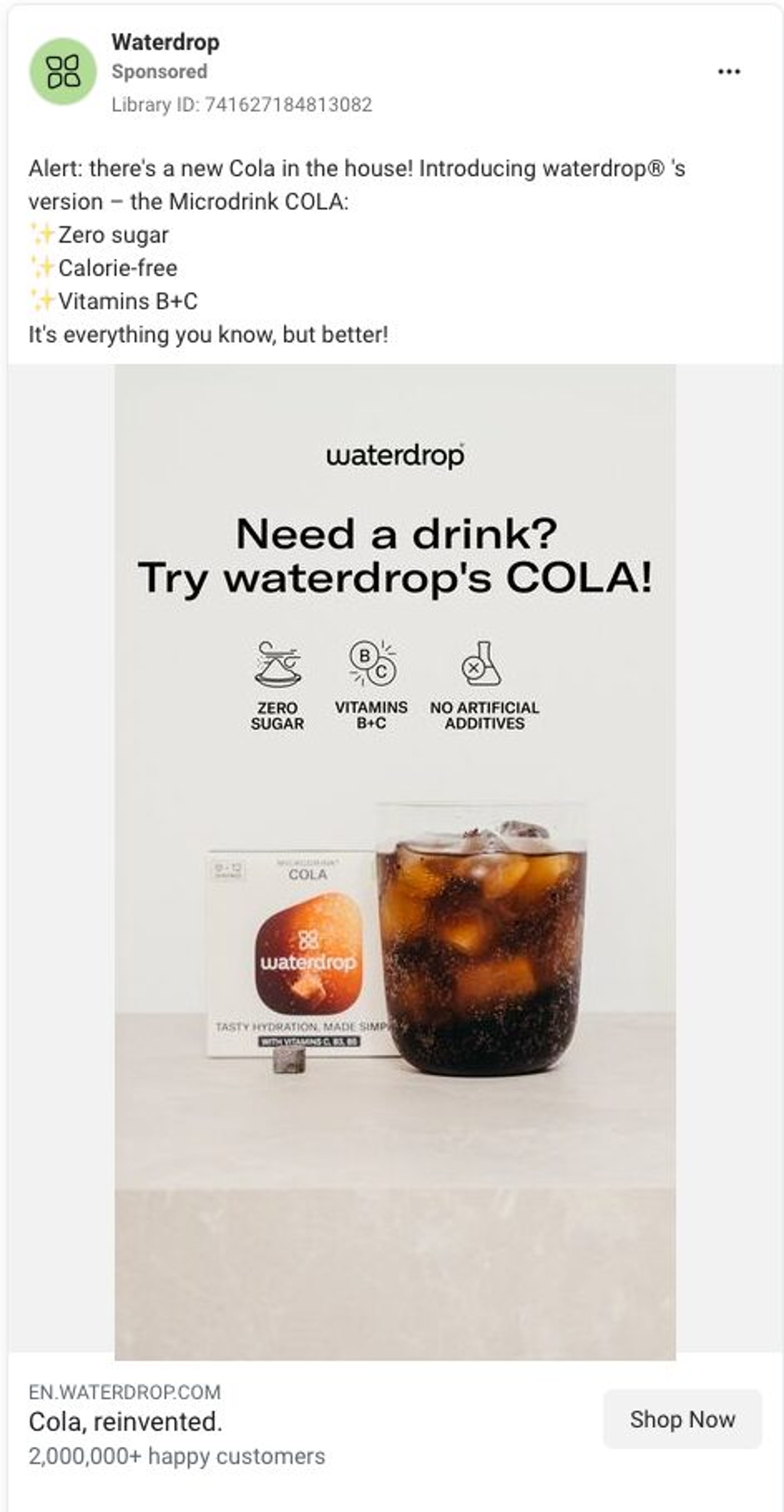 Waterdrop Facebook ad