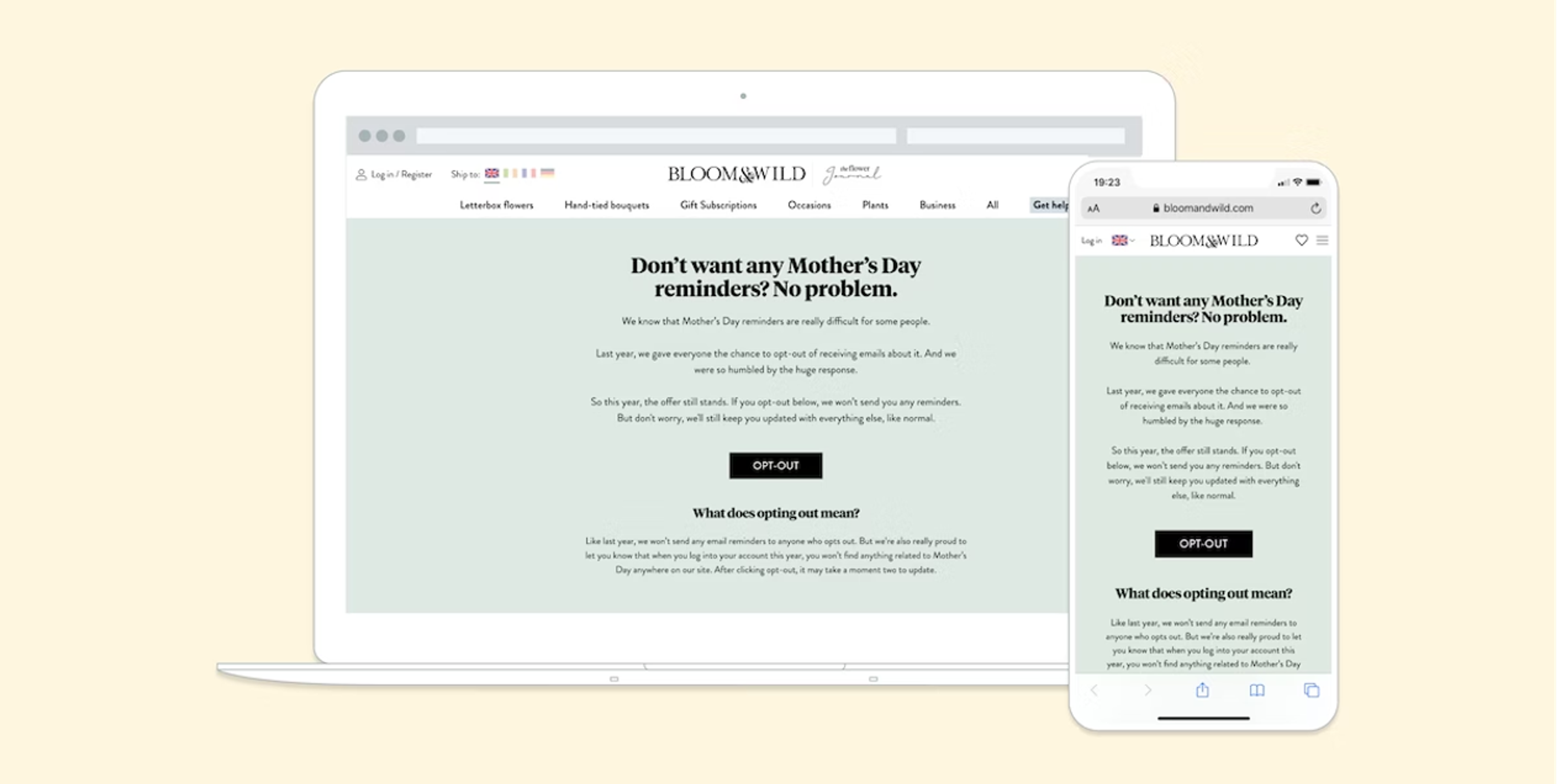 Bloom &amp; Wild’s Mother’s Day opt-out campaign
