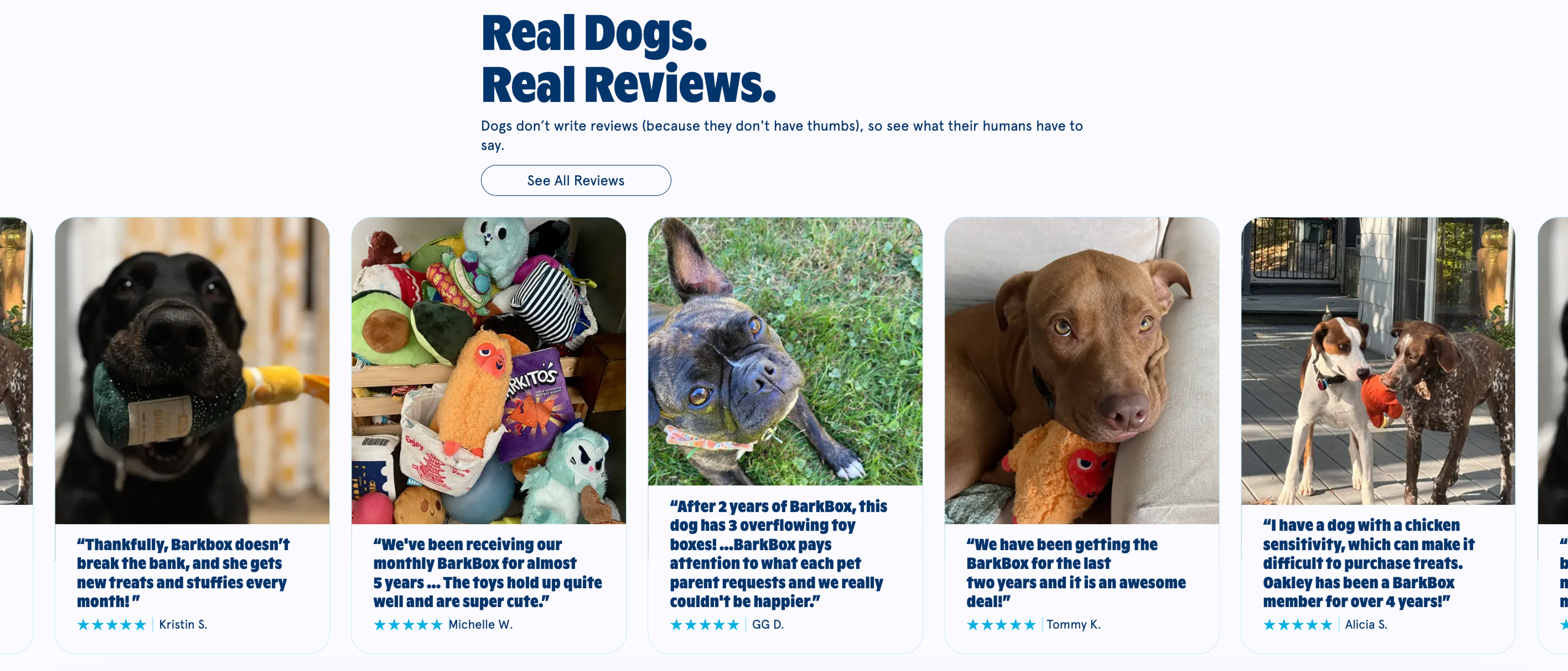 BARK displays user reviews