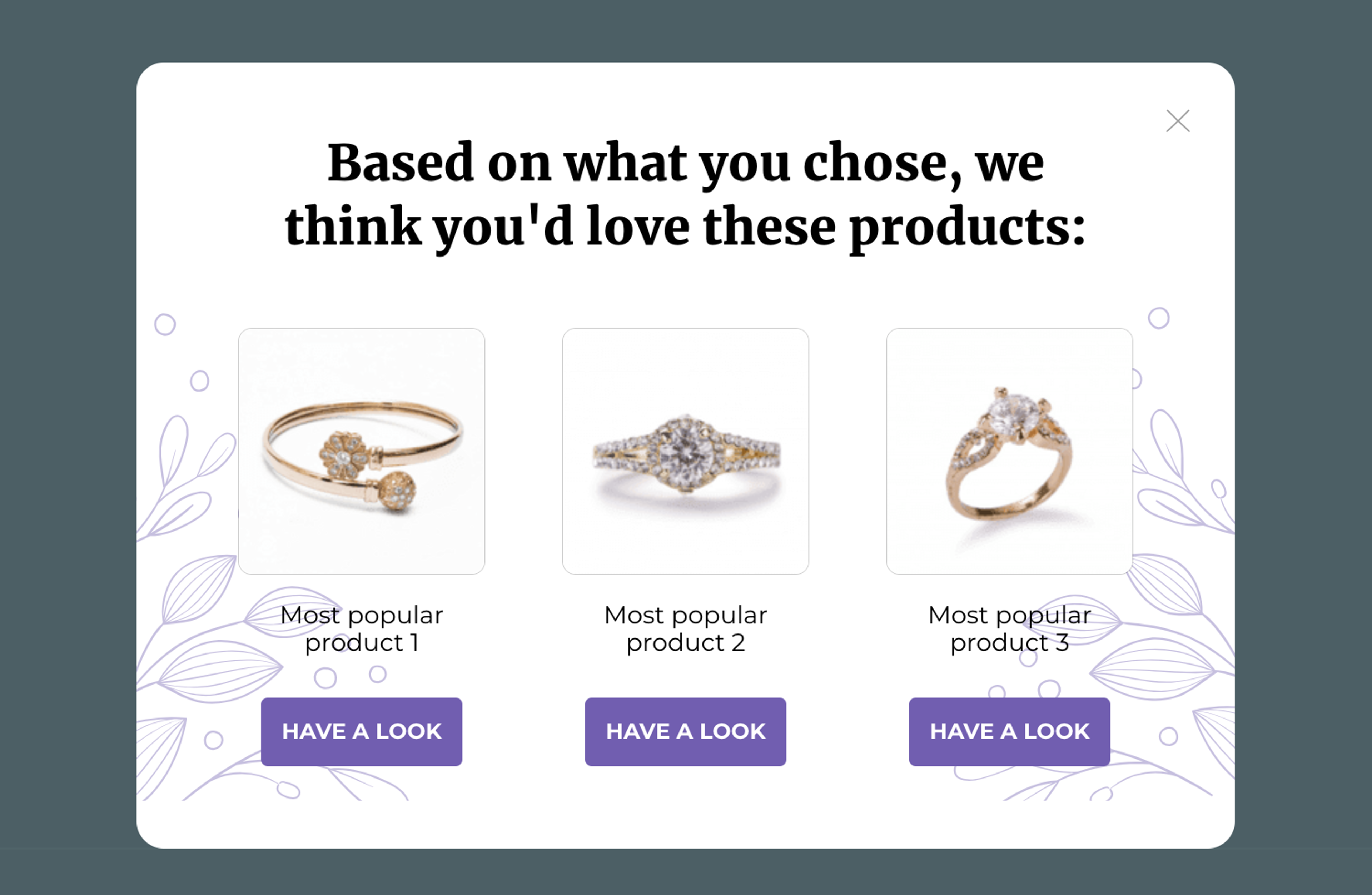 upsell popup of an online store