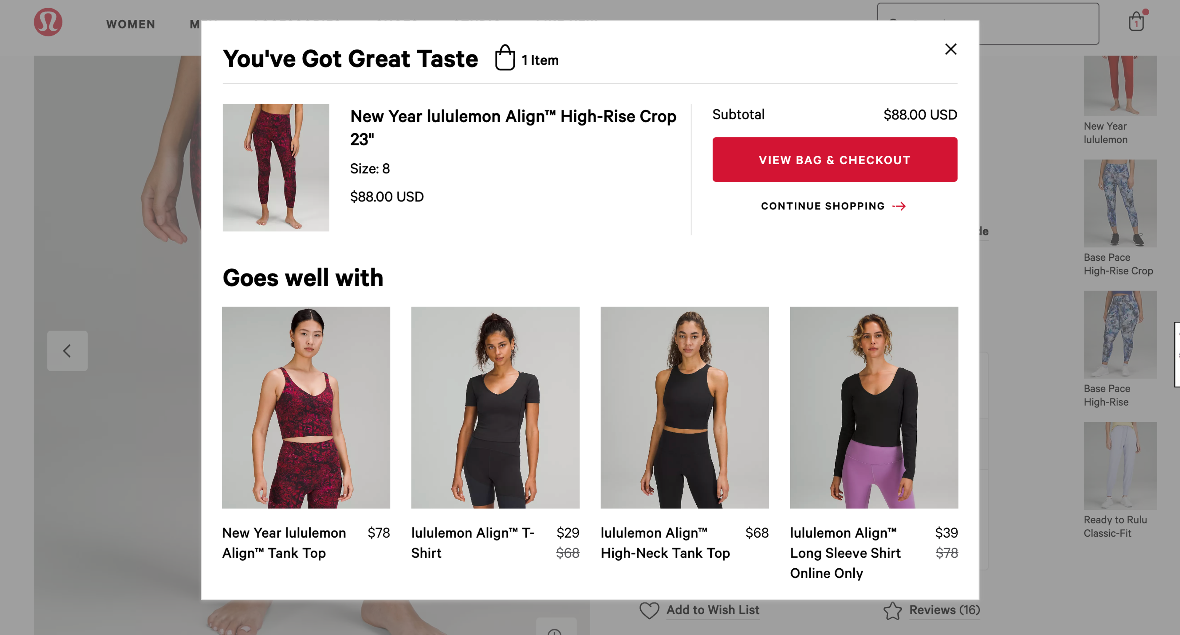 Lululemond product recommendation