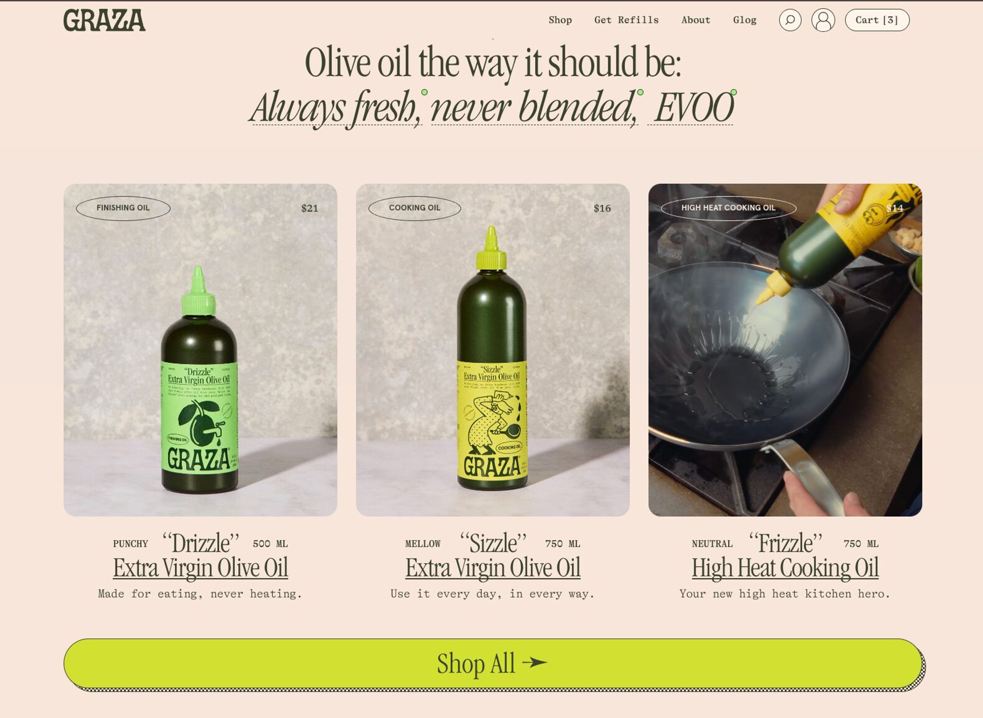 Products on the Graza website