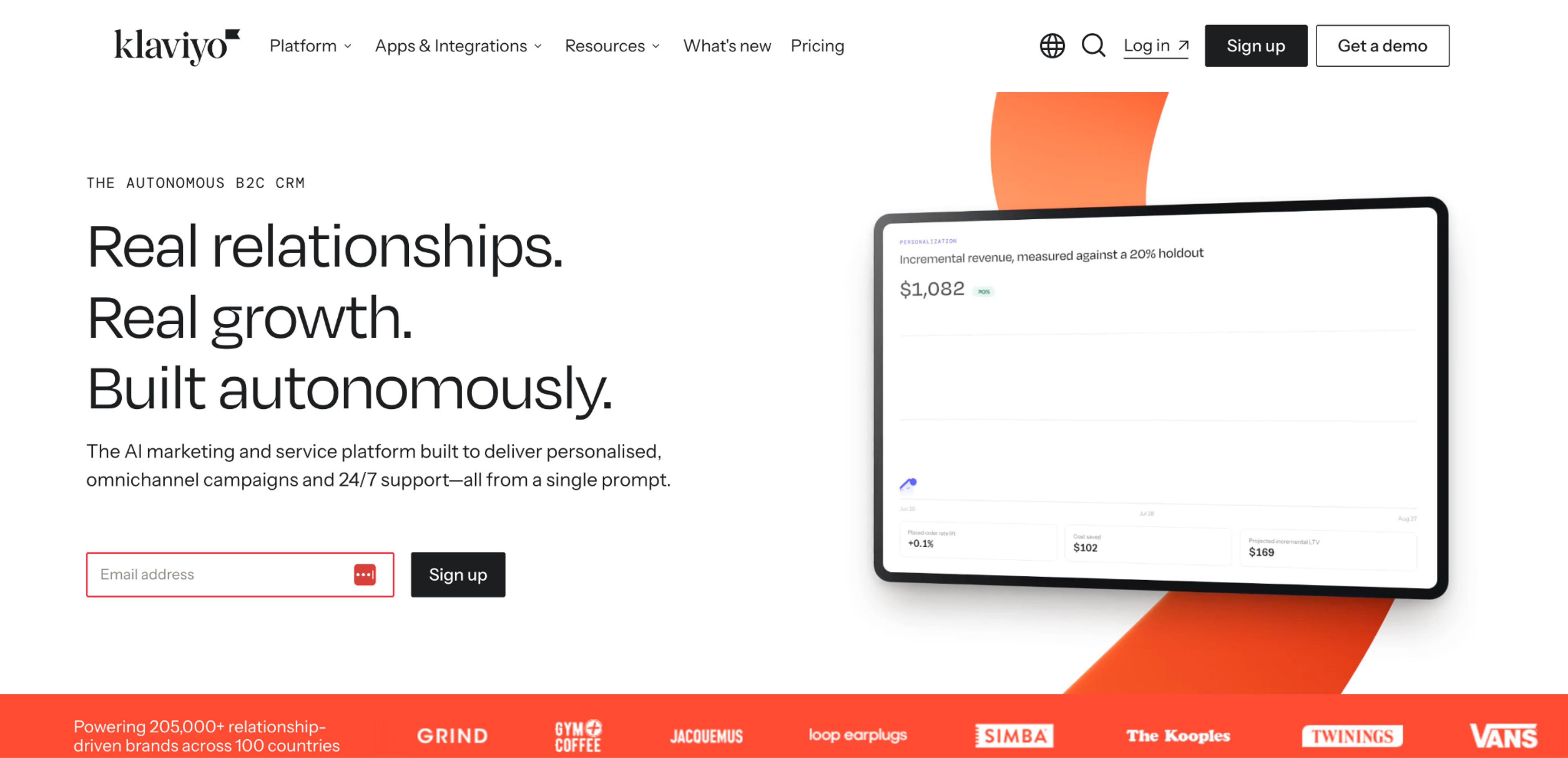 Klaviyo homepage