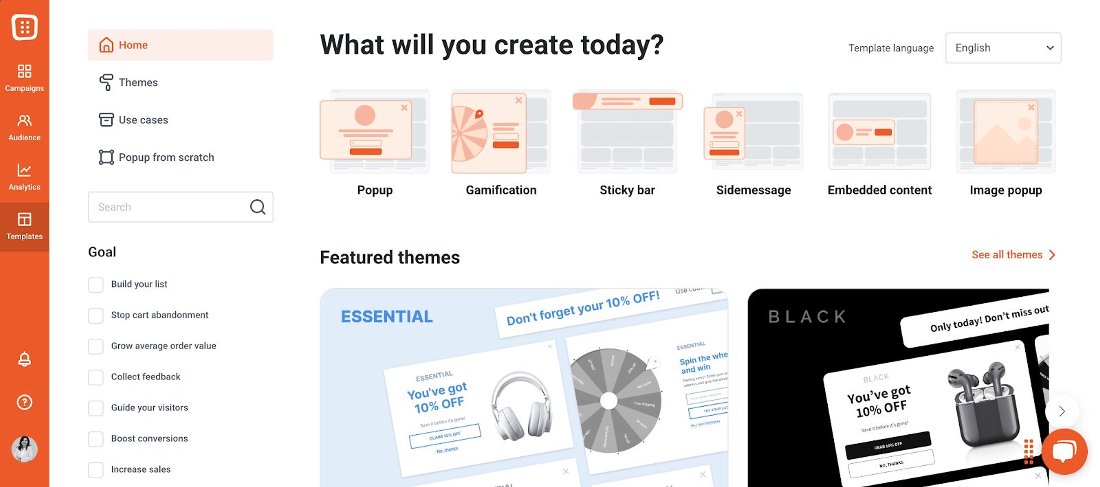 Chose your pop up form for your website, whether you want to offer lead magnet or discount popup.