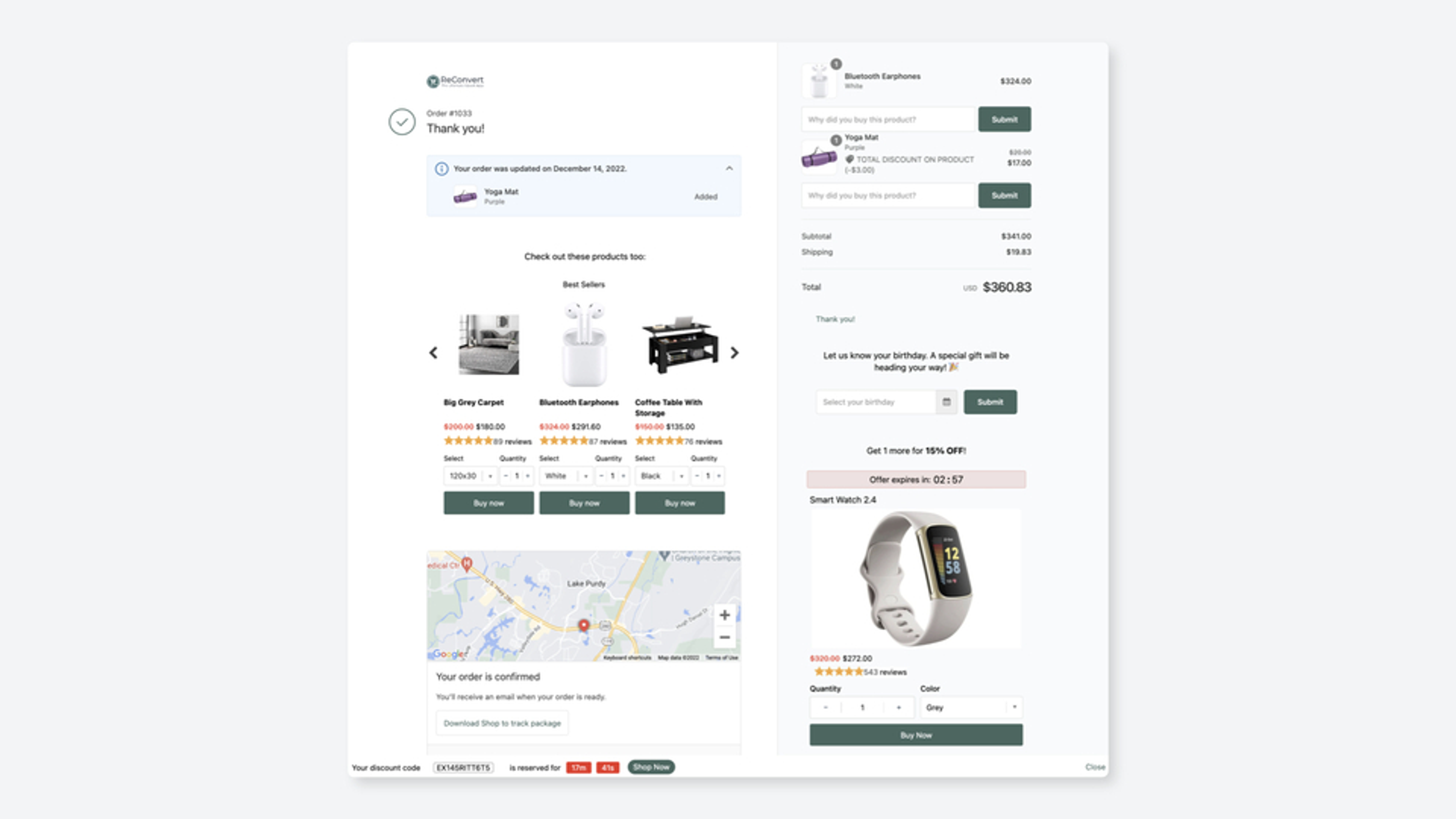 Checkout upsell example.