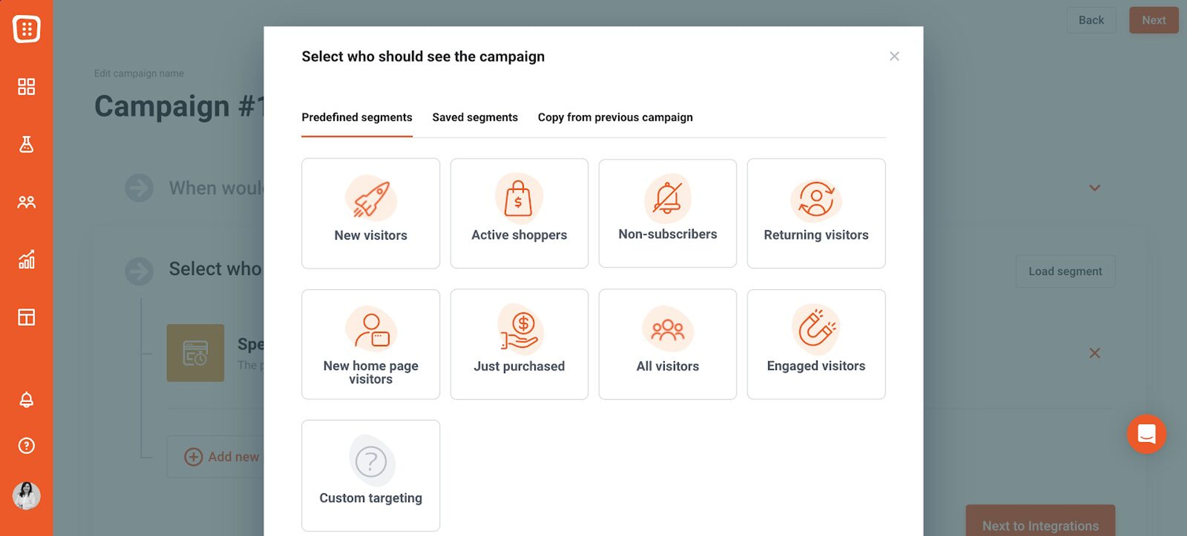 Set up triggering and targeting options.