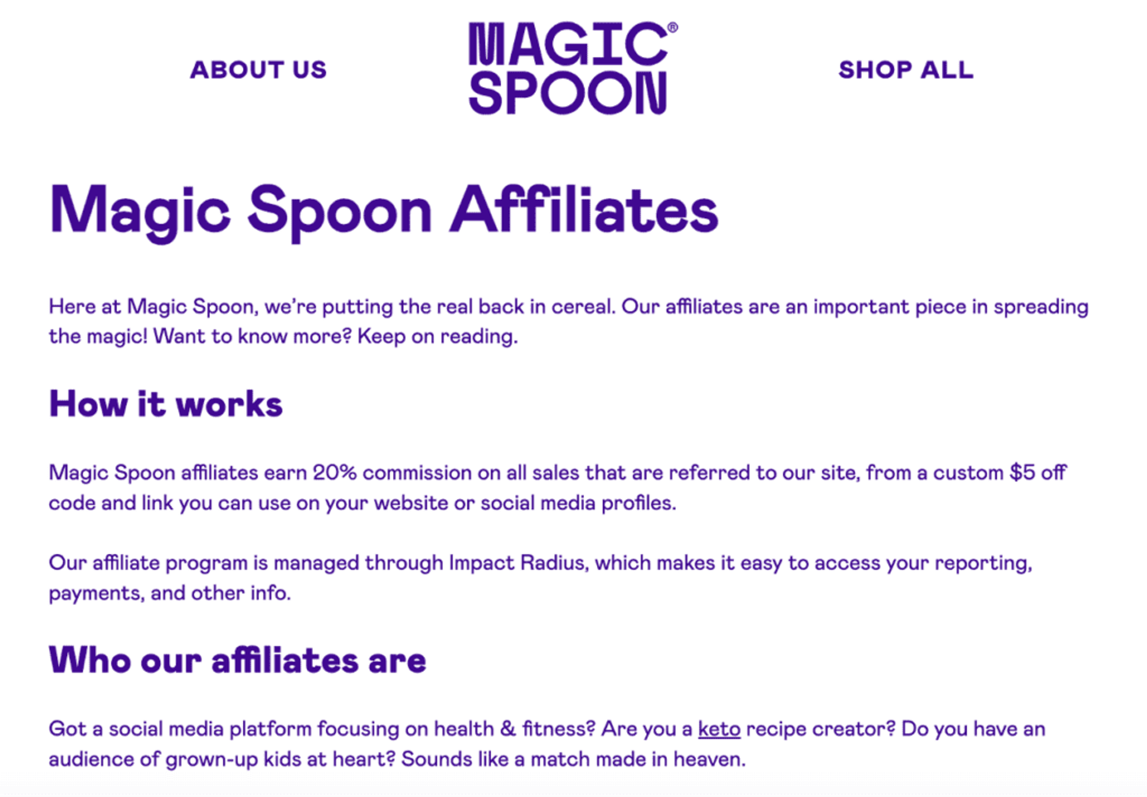 Magic Spoon affiliate program