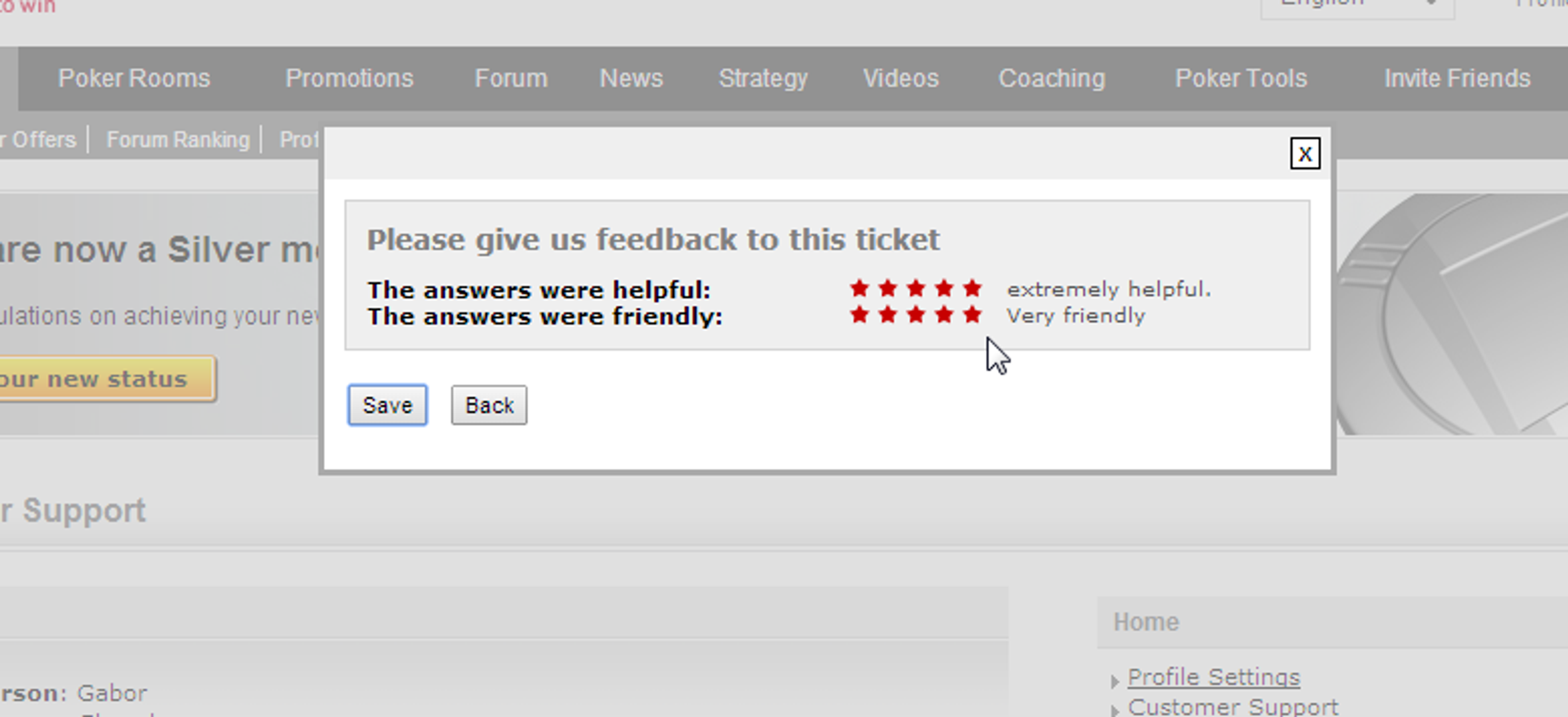 PokerStrategy popup collecting feedback
