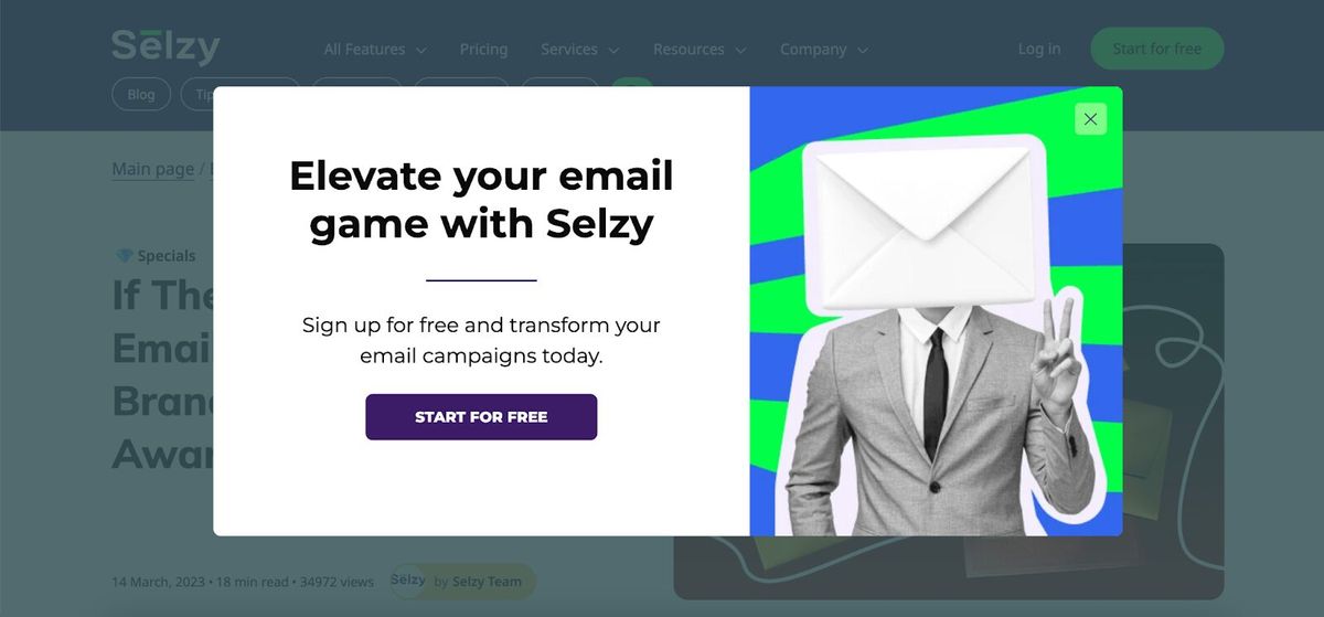 Elevate your email marketing game with Selzy popup
