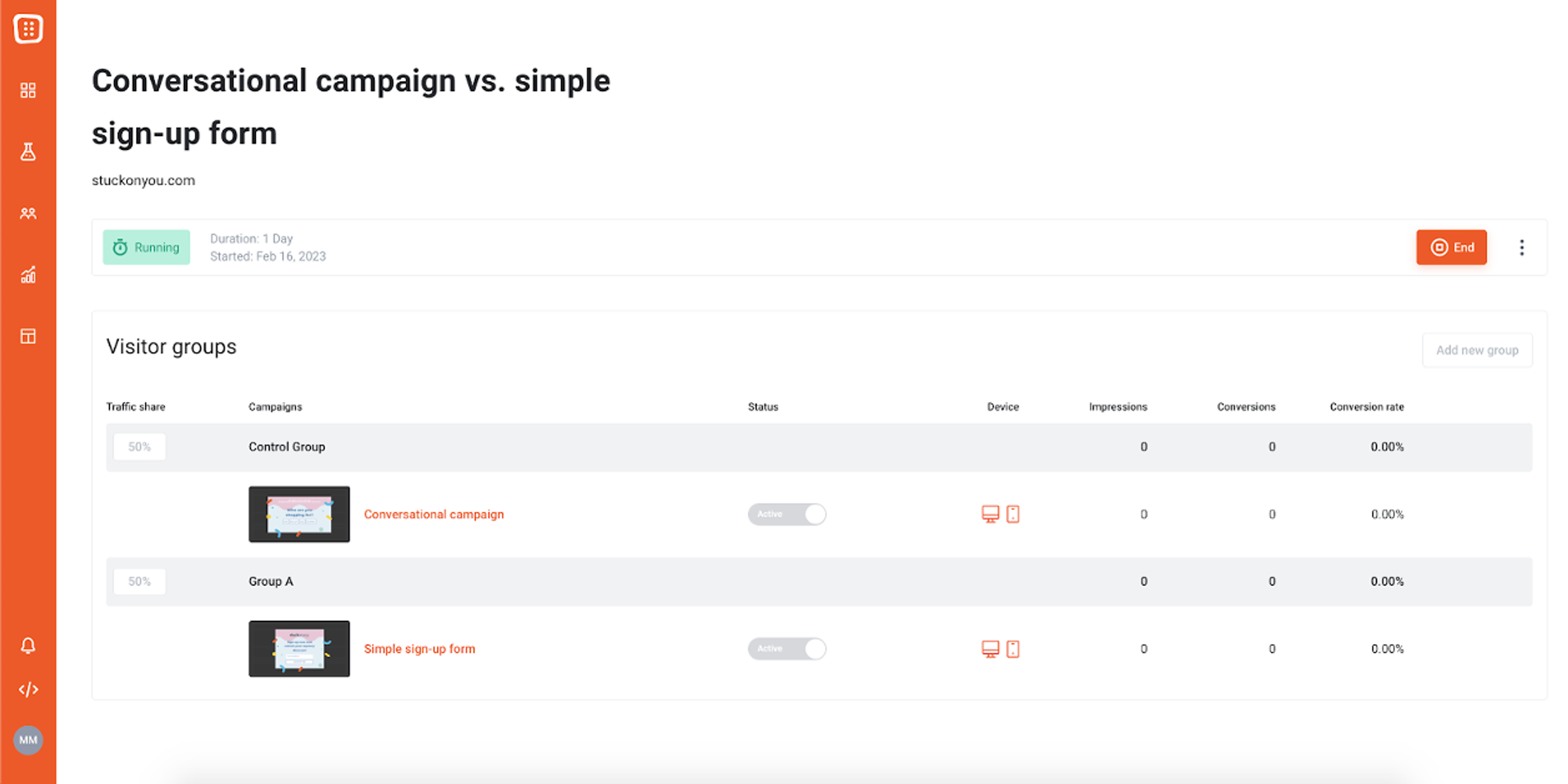 A/B testing pop-up forms with OptiMonk