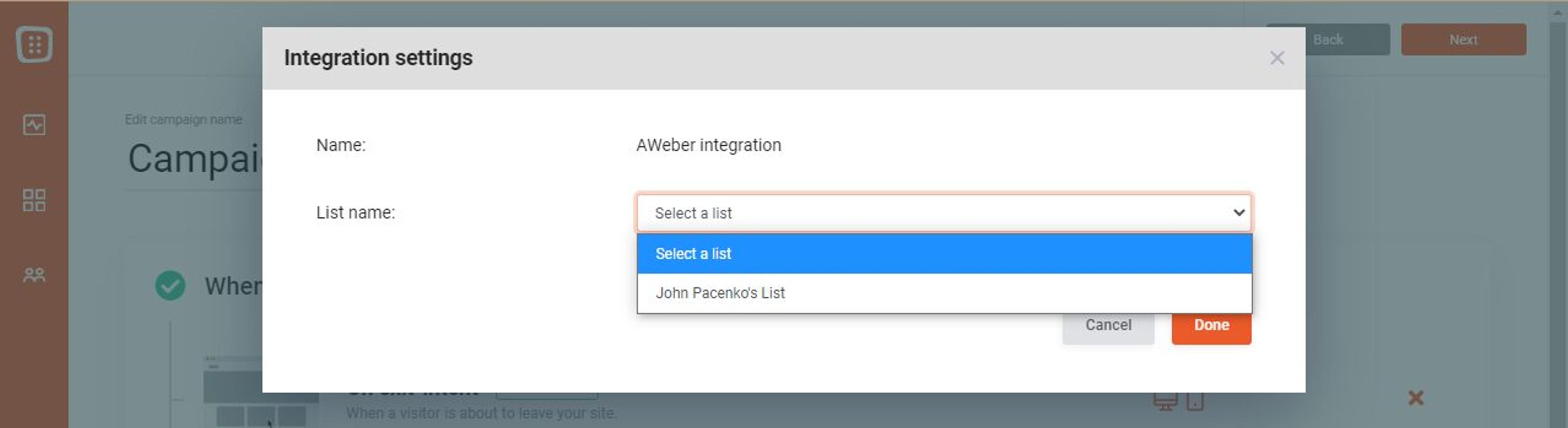 Select from the list