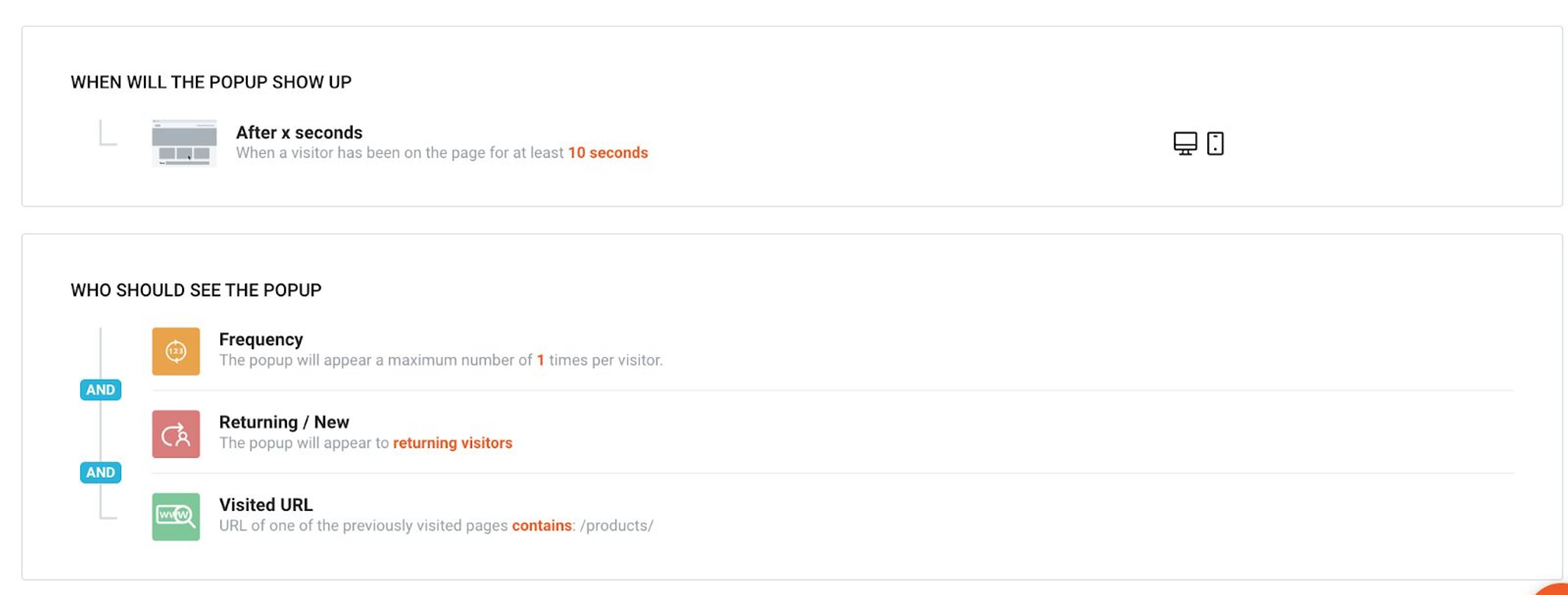 Settings in OptiMonk
