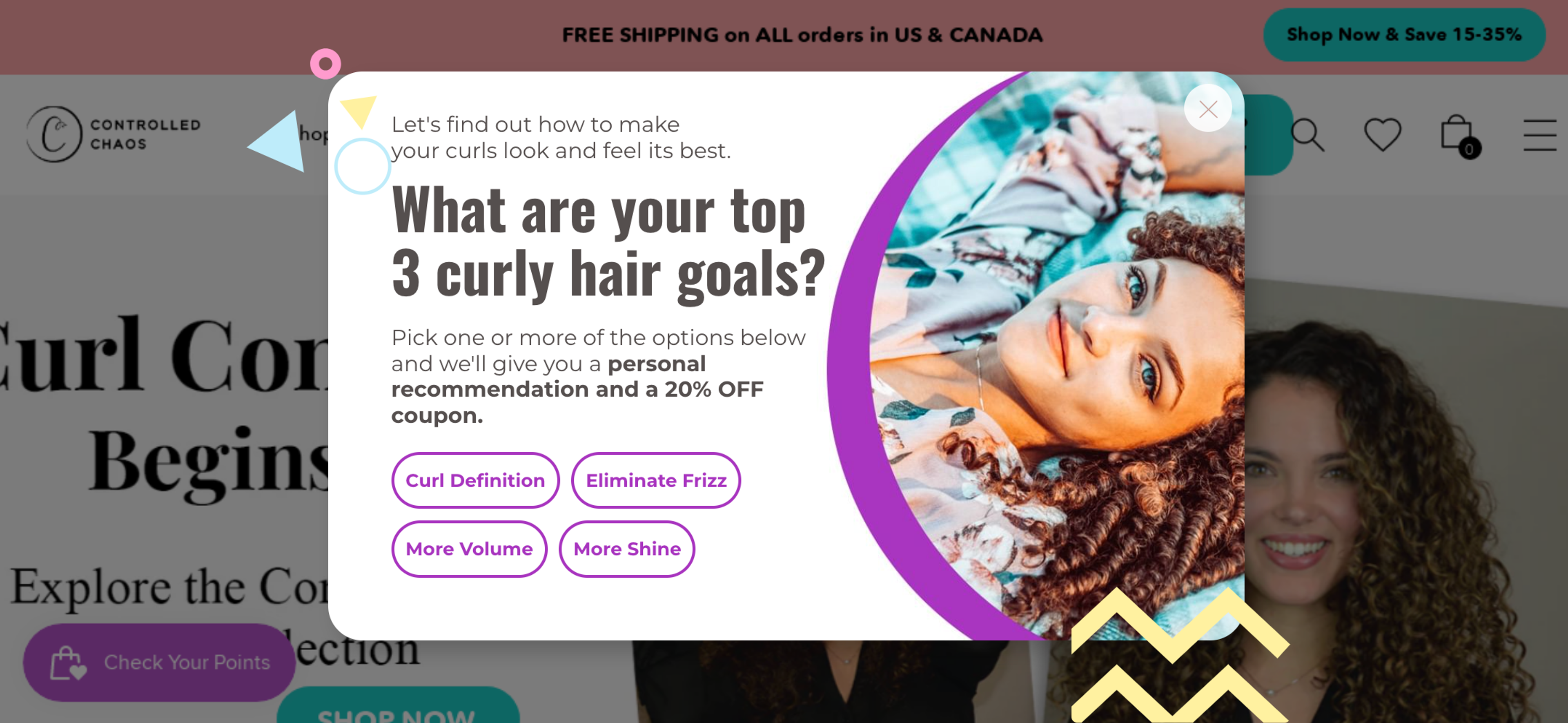 Controlled Chaos's quiz popup strategy provides product recommendations