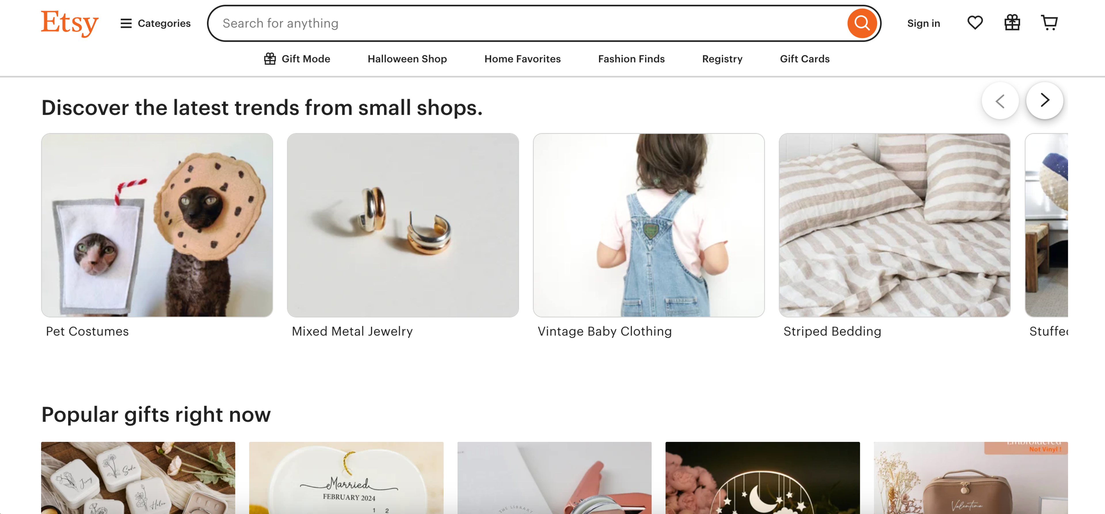 Etsy ecommerce website