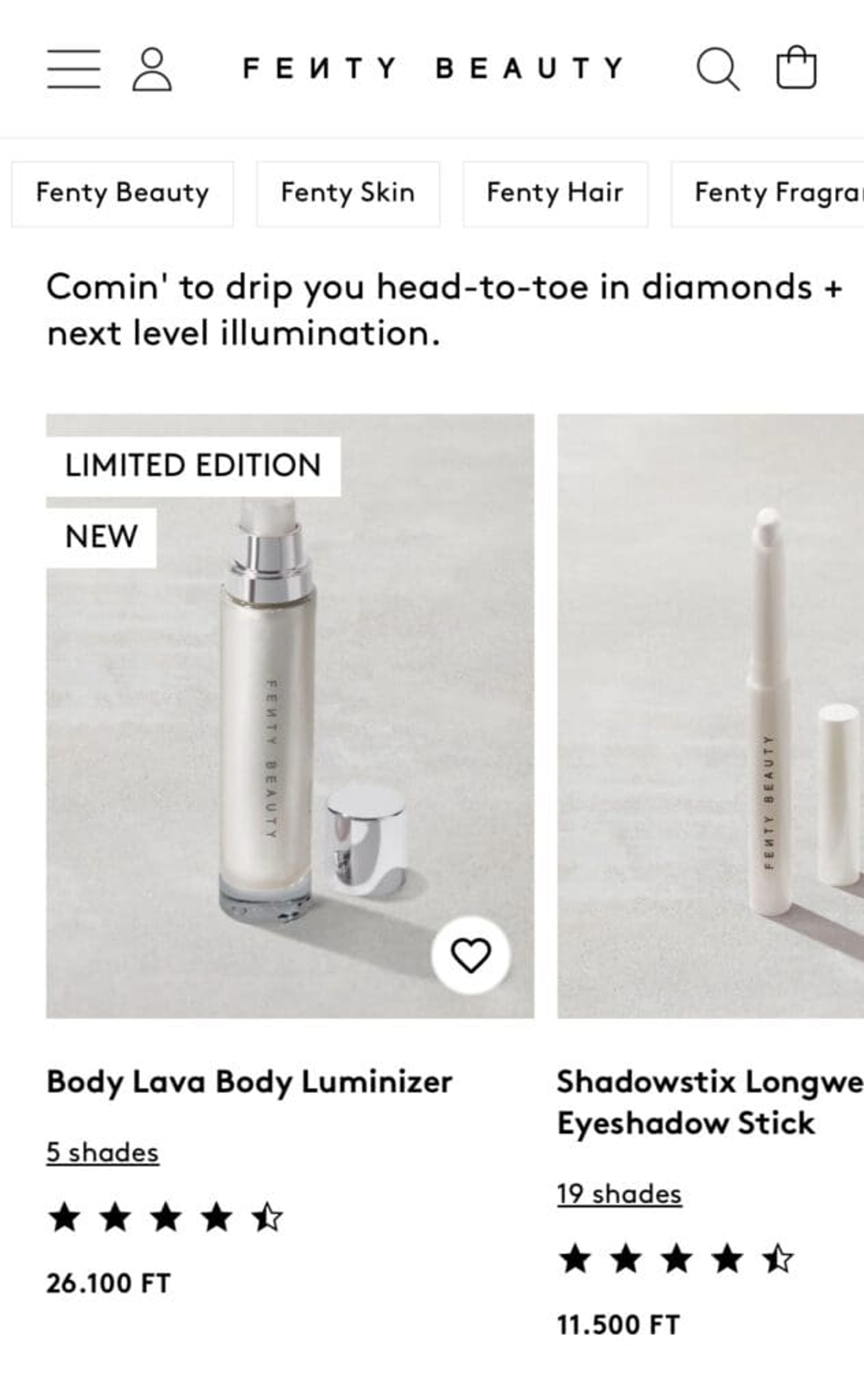 Fenty Beauty easy swiping opions.