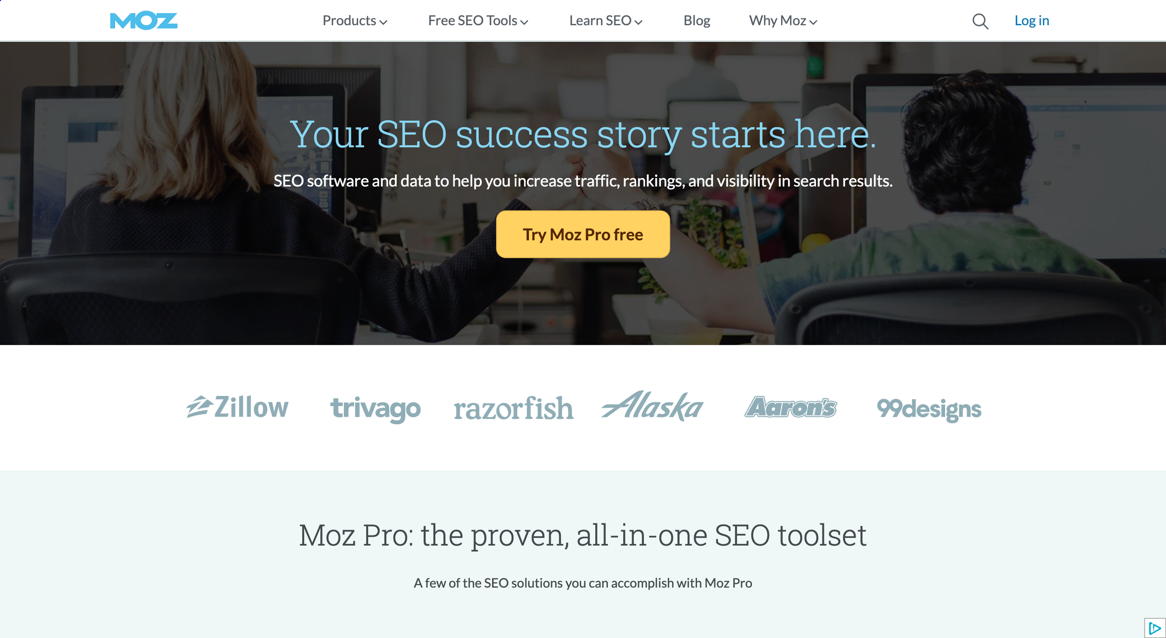 Moz.com landing page