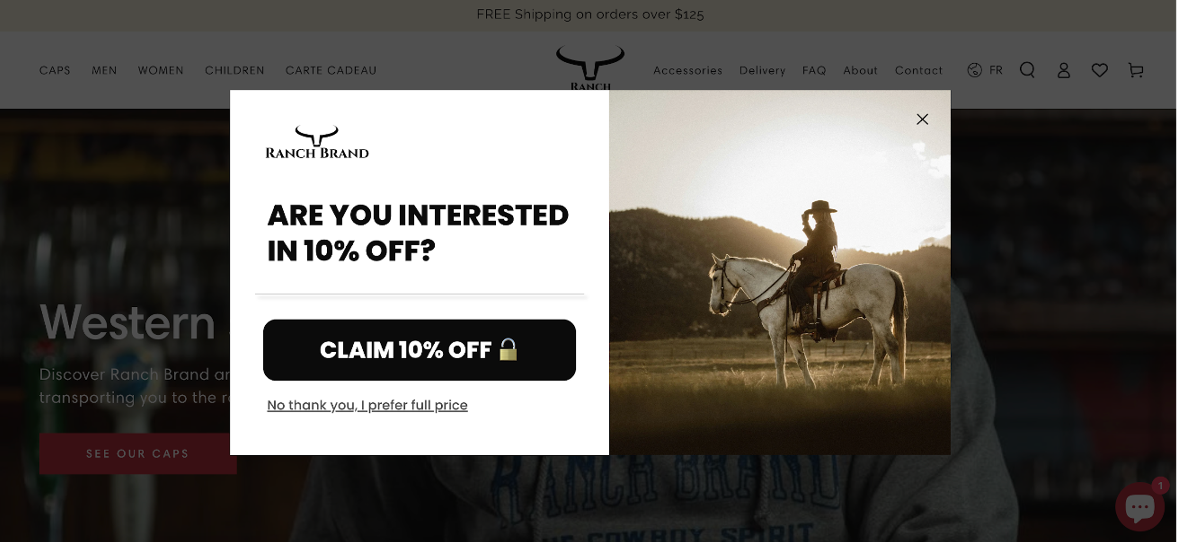 Ranchbrand's website overlays are simple, yet effective blending with their site's aesthetic