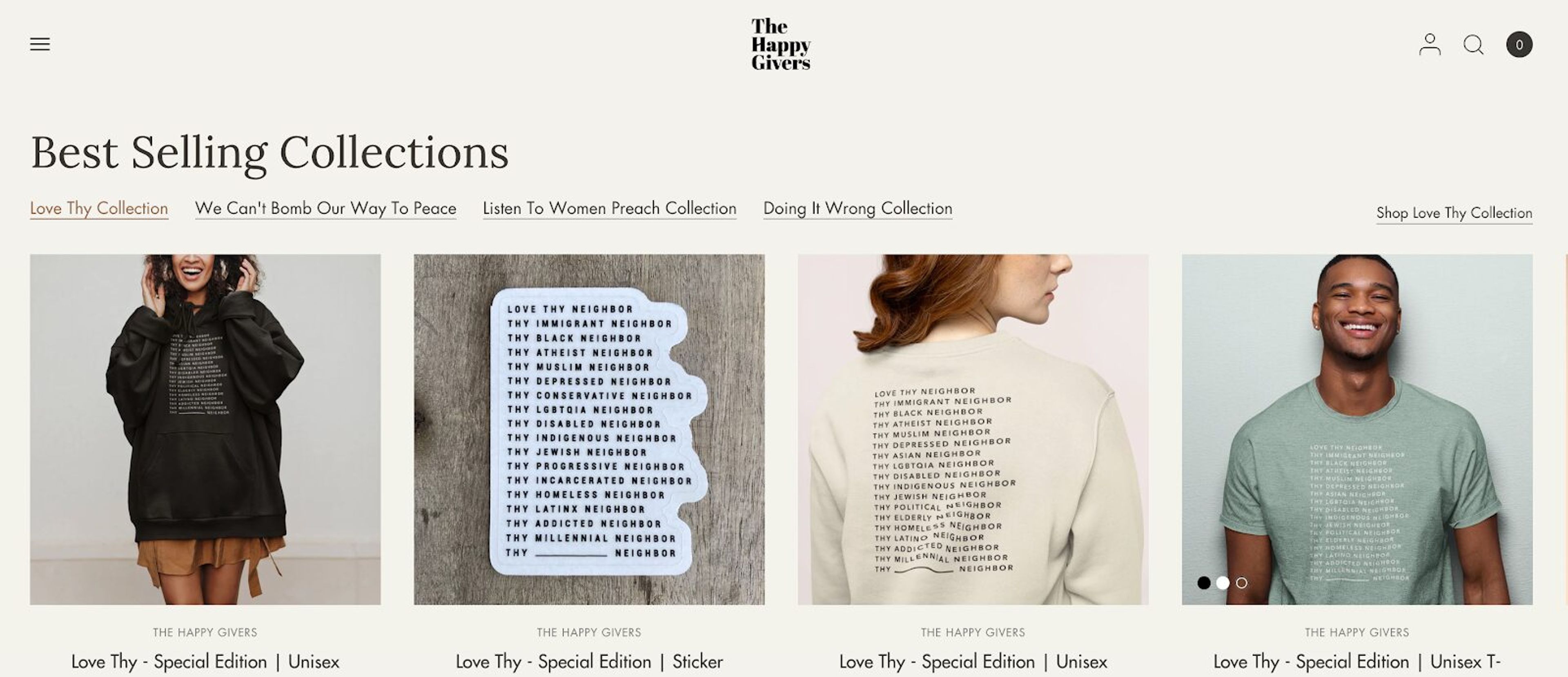 The Happy Givers sell online their own designs which is full with joy and positivty.