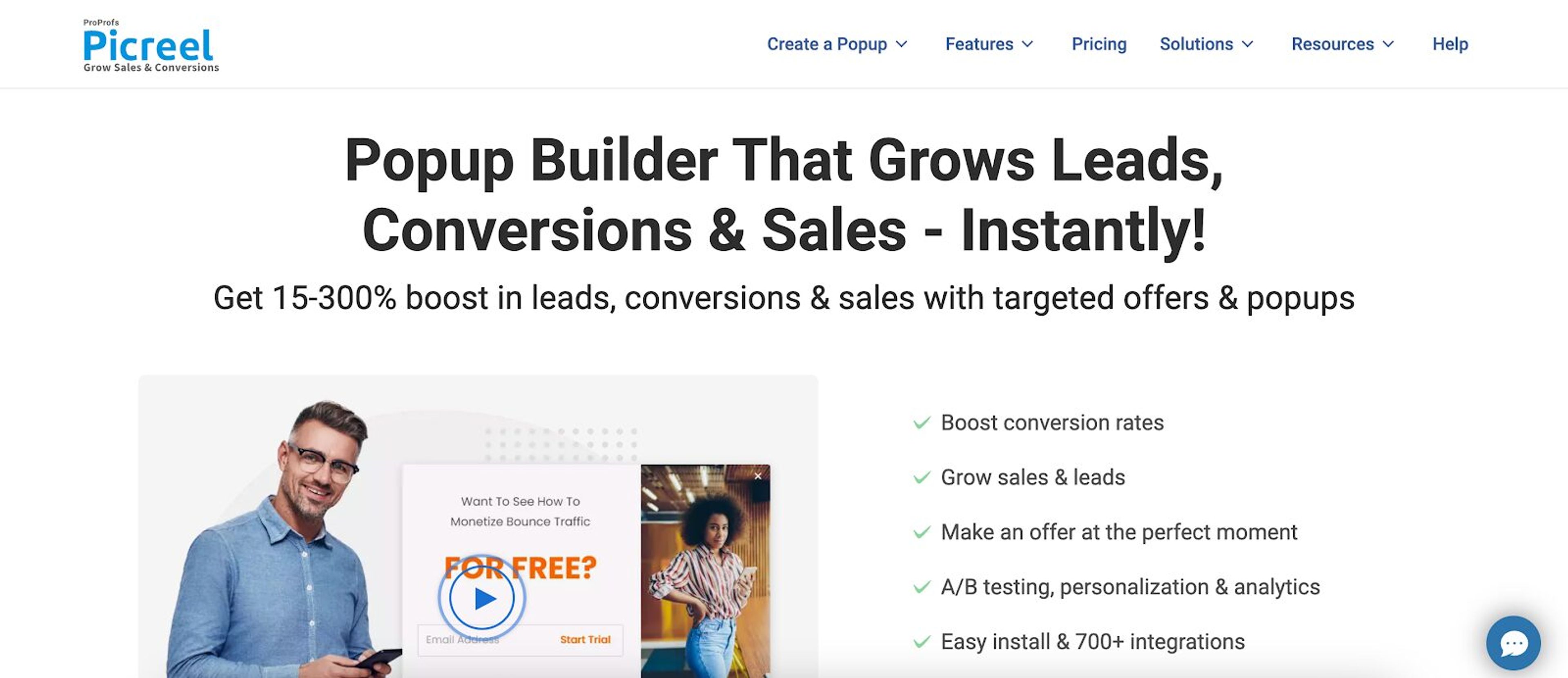 Picreel specializes in exit-intent popups and mobile-friendly popups.